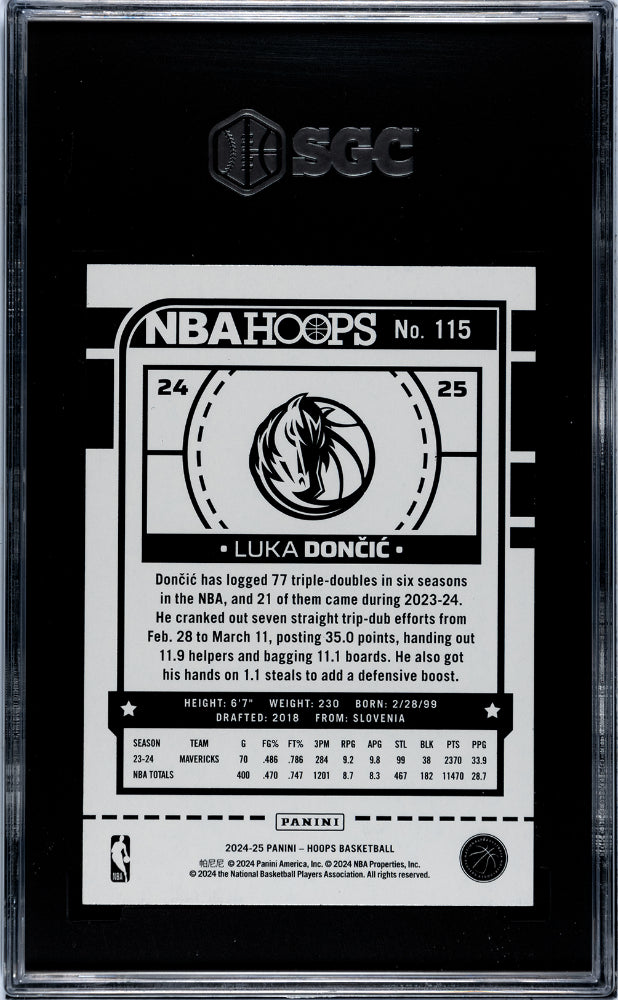 2024-25 Panini Hoops #115 Luka Doncic SGC 10