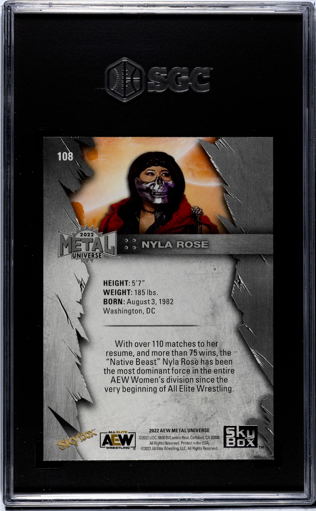 2022 Skybox Metal Universe Aew #108 Nyla Rose Blue Spectrum SGC 9.5