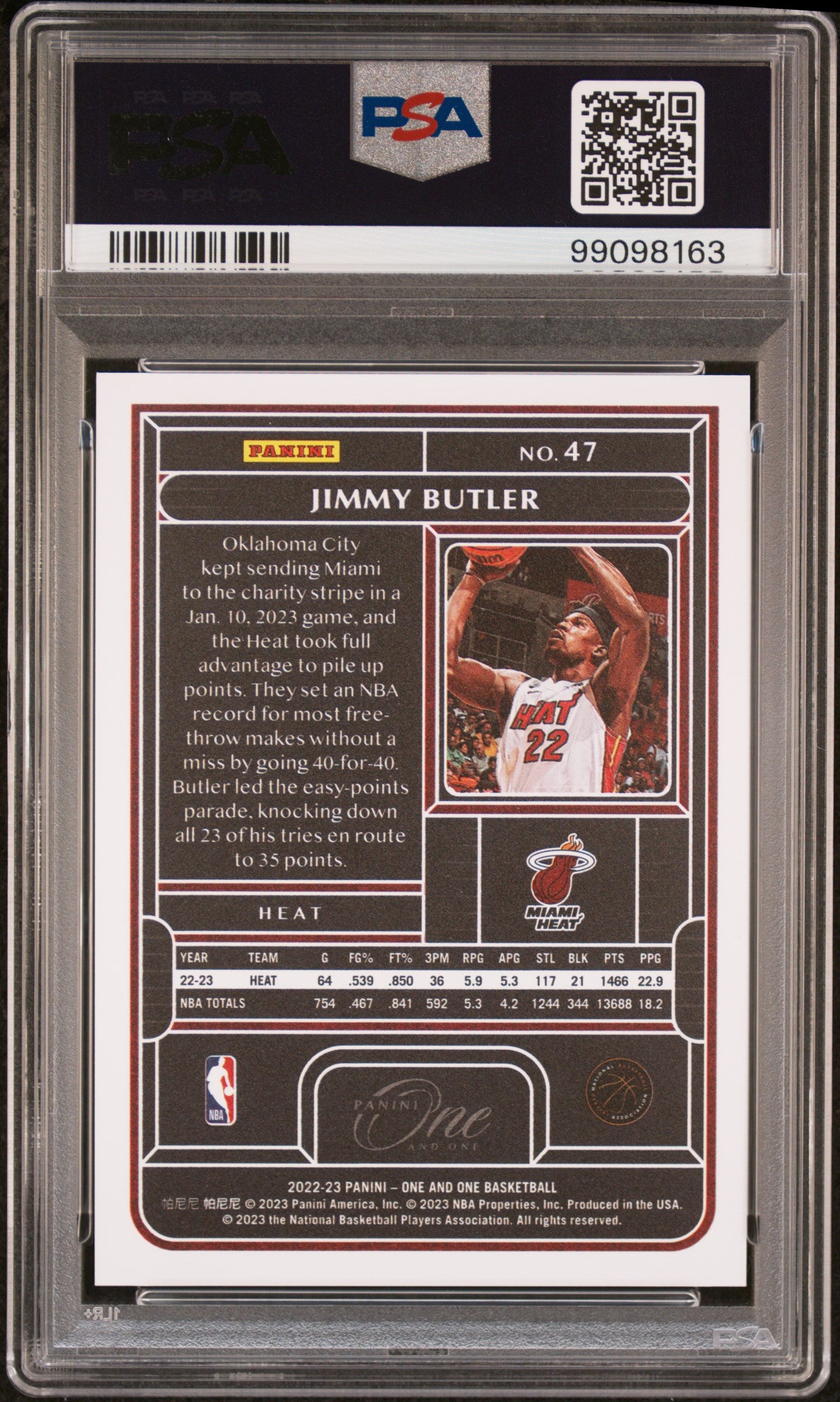2022 Panini One and One Red Jimmy Butler #47 PSA 10