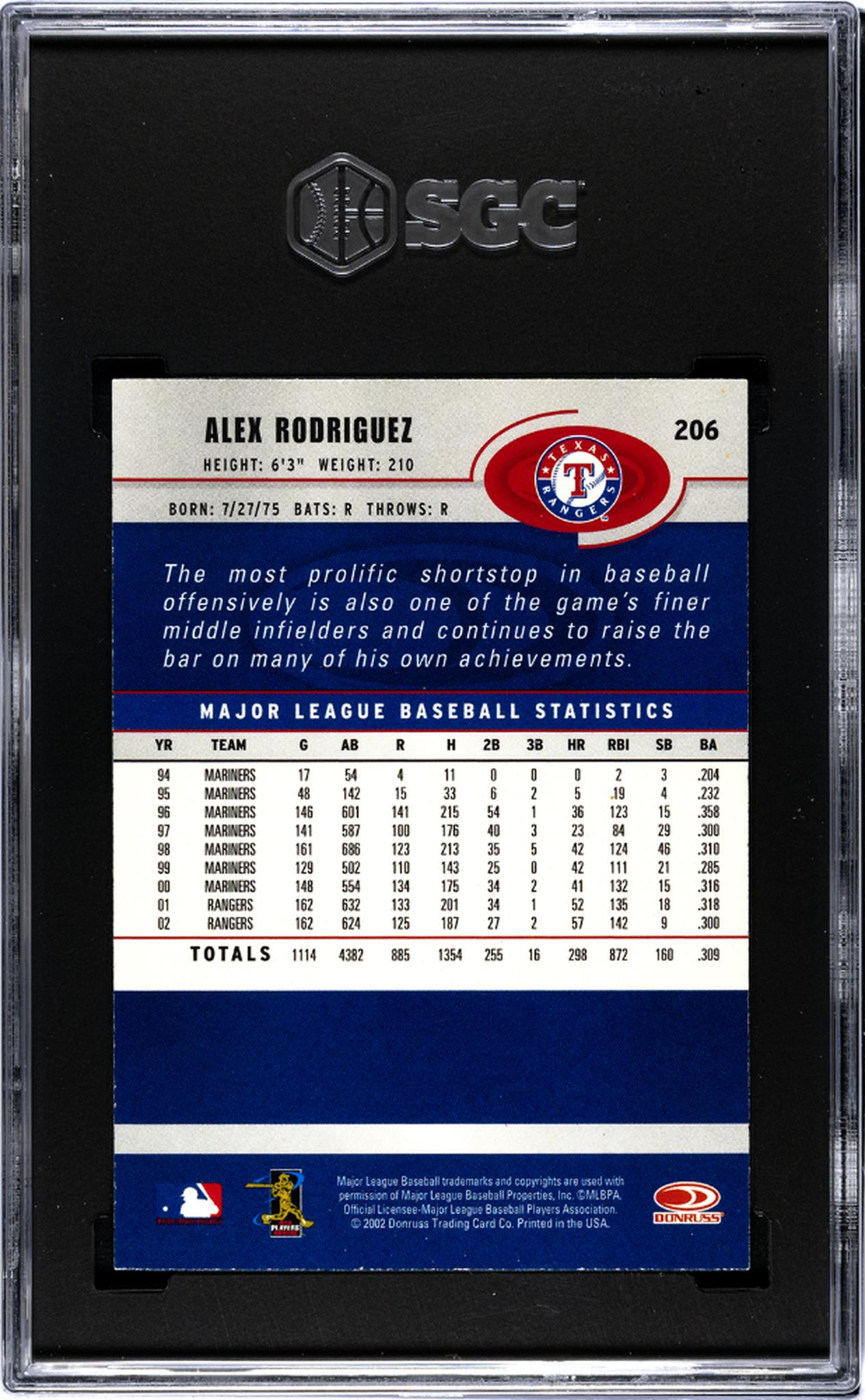 2003 Donruss #206 Alex Rodriguez SGC 9