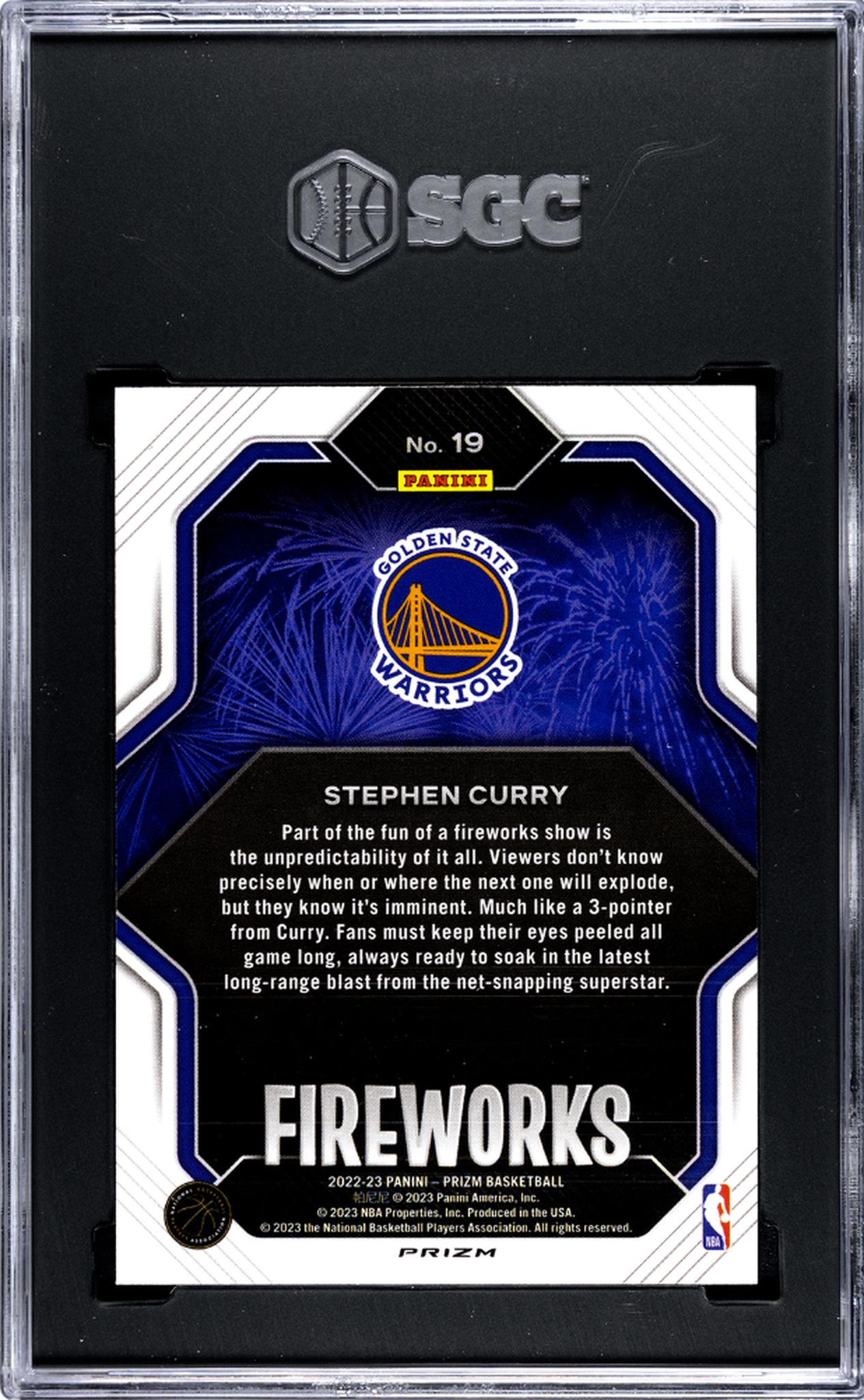 2022 Panini Prizm Stephen Curry Fireworks #19 SGC 10