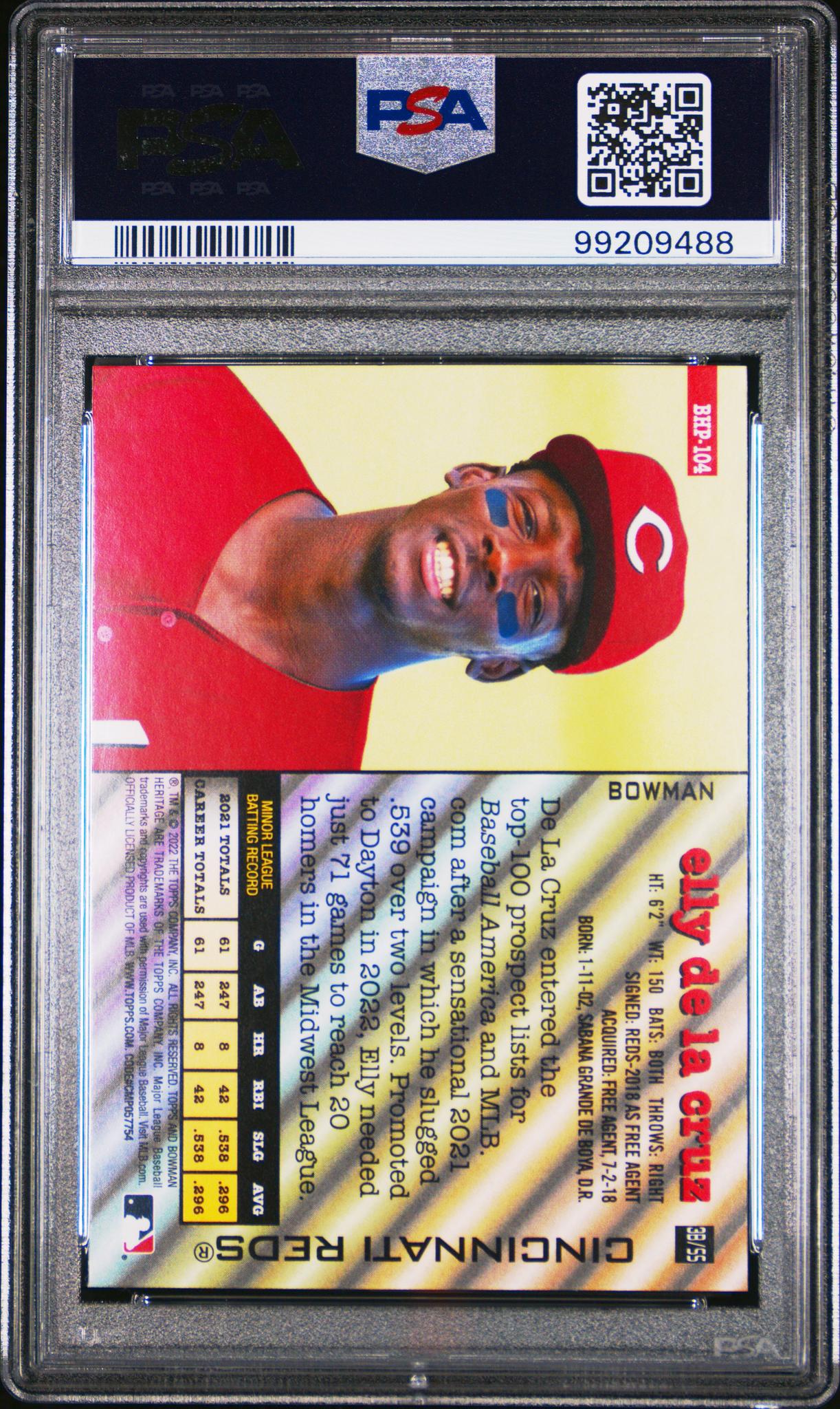 2022 Bowman Heritage Prospects Elly De La Cruz #BHP104 PSA 10
