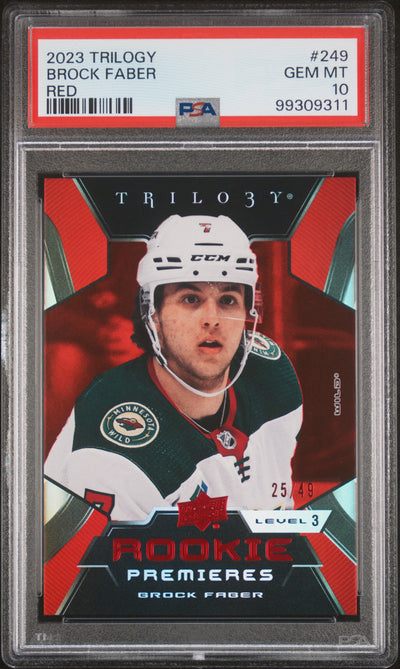 2023-24 Trilogy Brock Faber #249 Rookie Premieres Red /49 PSA 10