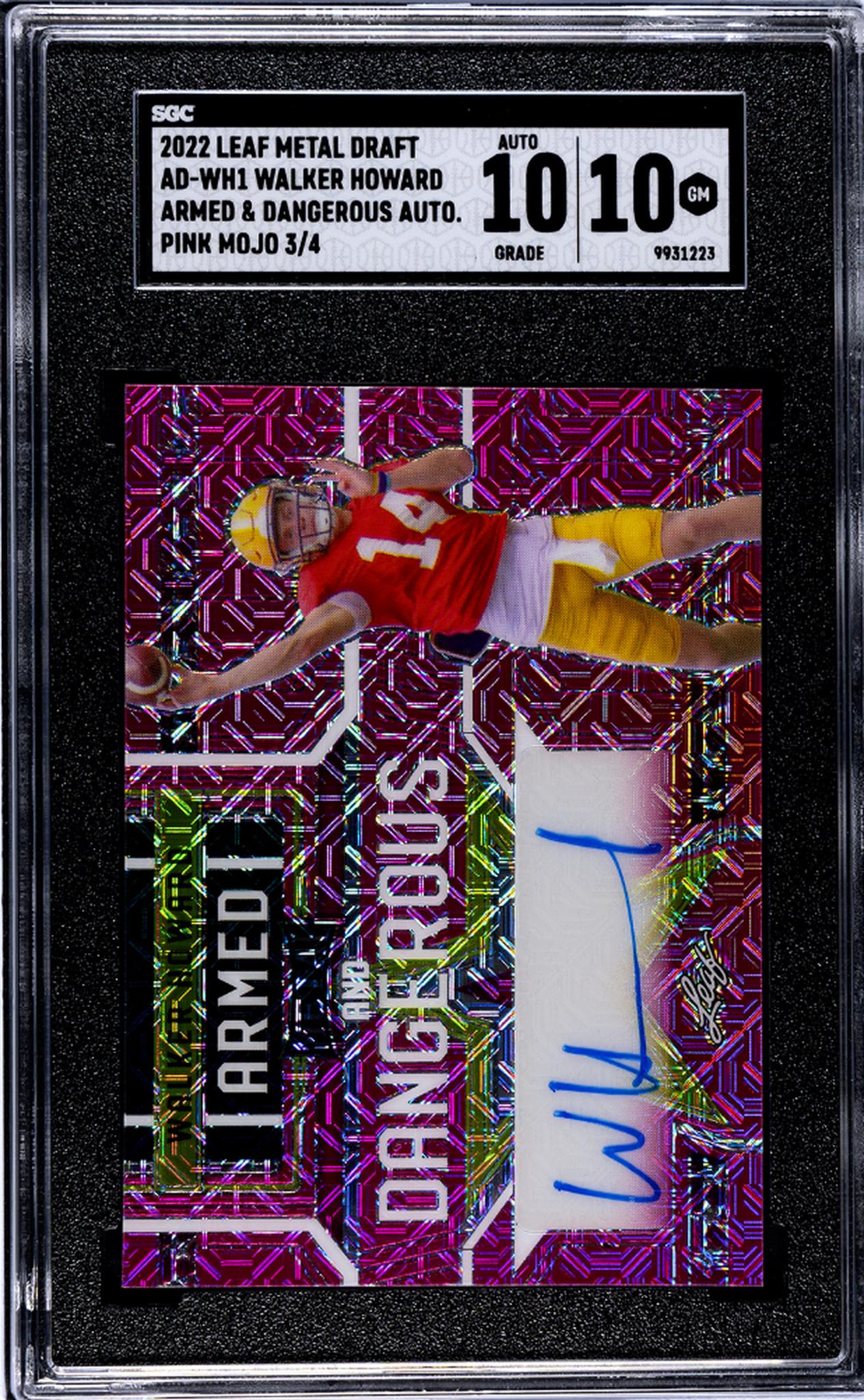 2022 Leaf Metal Draft AD-WH1 Walker Howard Armed & Dangerous Pink /4 SGC 10 Gem Mint Auto