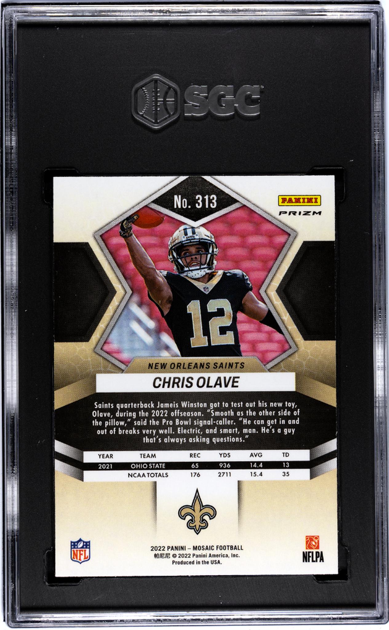 2022 Panini Mosaic #313 Chris Olave Pink Rookie  SGC 9