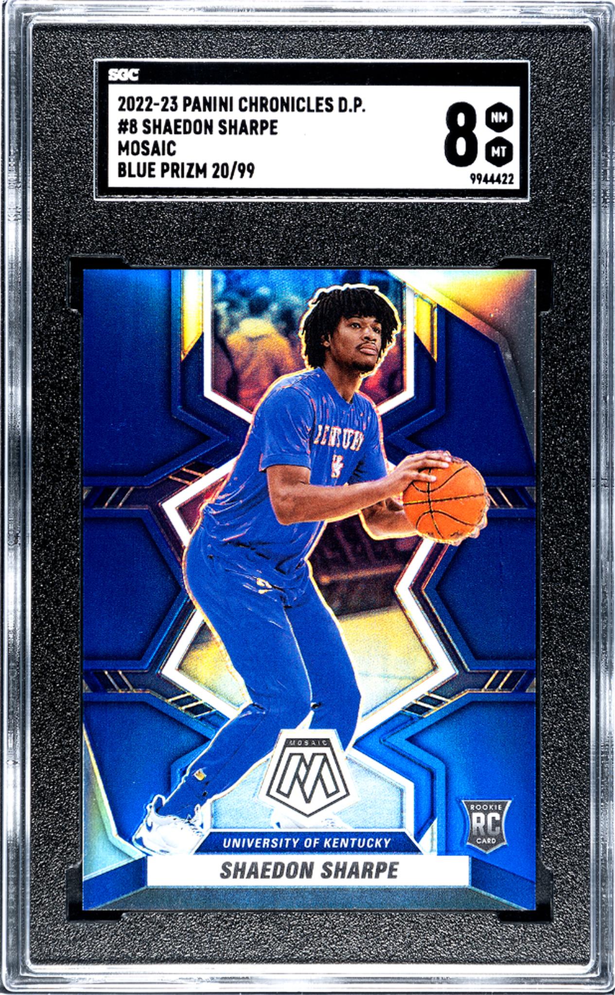 2022-23 Panini Chronicles Draft Picks #8 Shaedon Sharpe Mosaic Blue Prizm 20/99 SGC 8