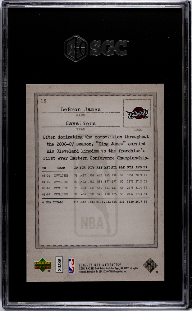 2007 Artifacts #16 LeBron James SGC 8.5