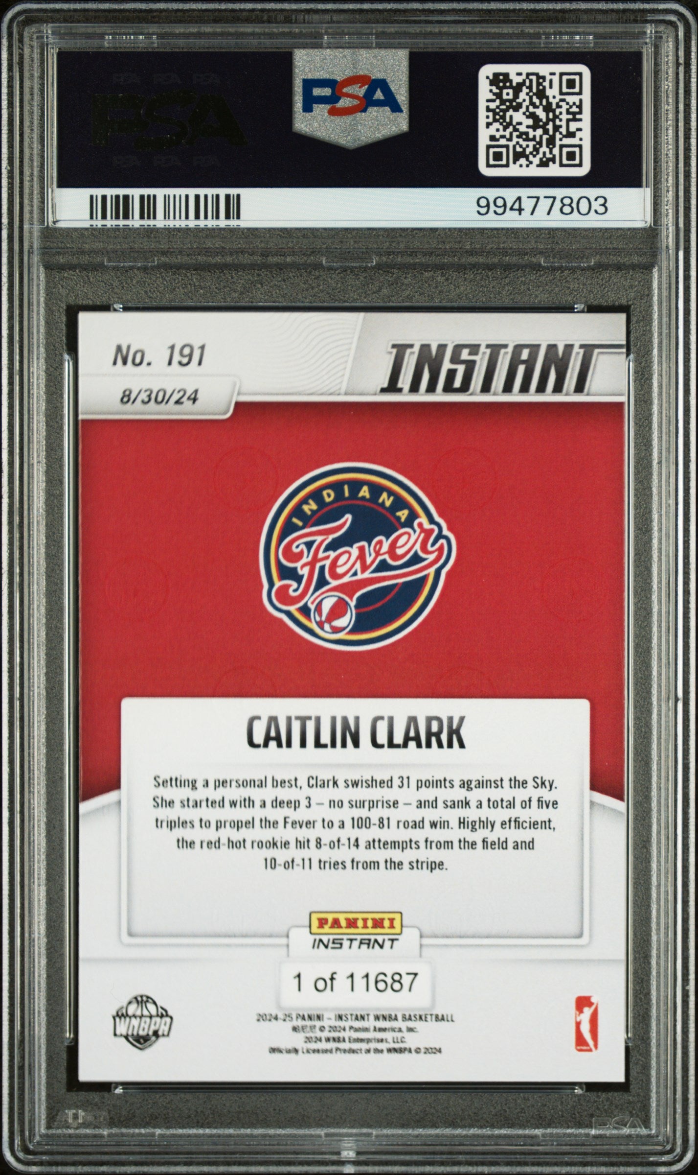 2024 Instant #191 Caitlin Clark 1 PSA 10