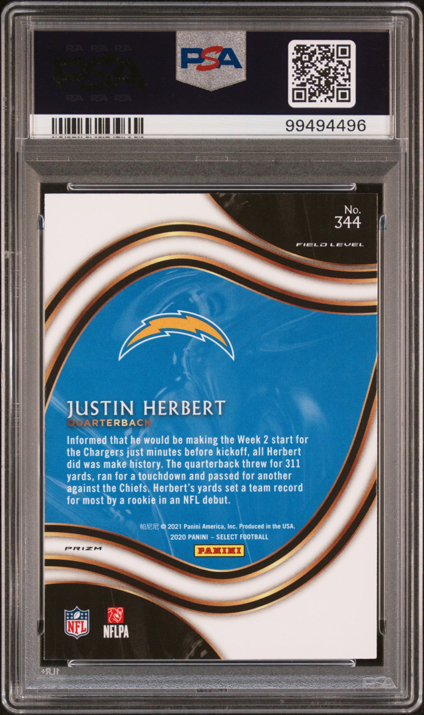 2020 Select #344 Justin Herbert Silver Prizm PSA 10