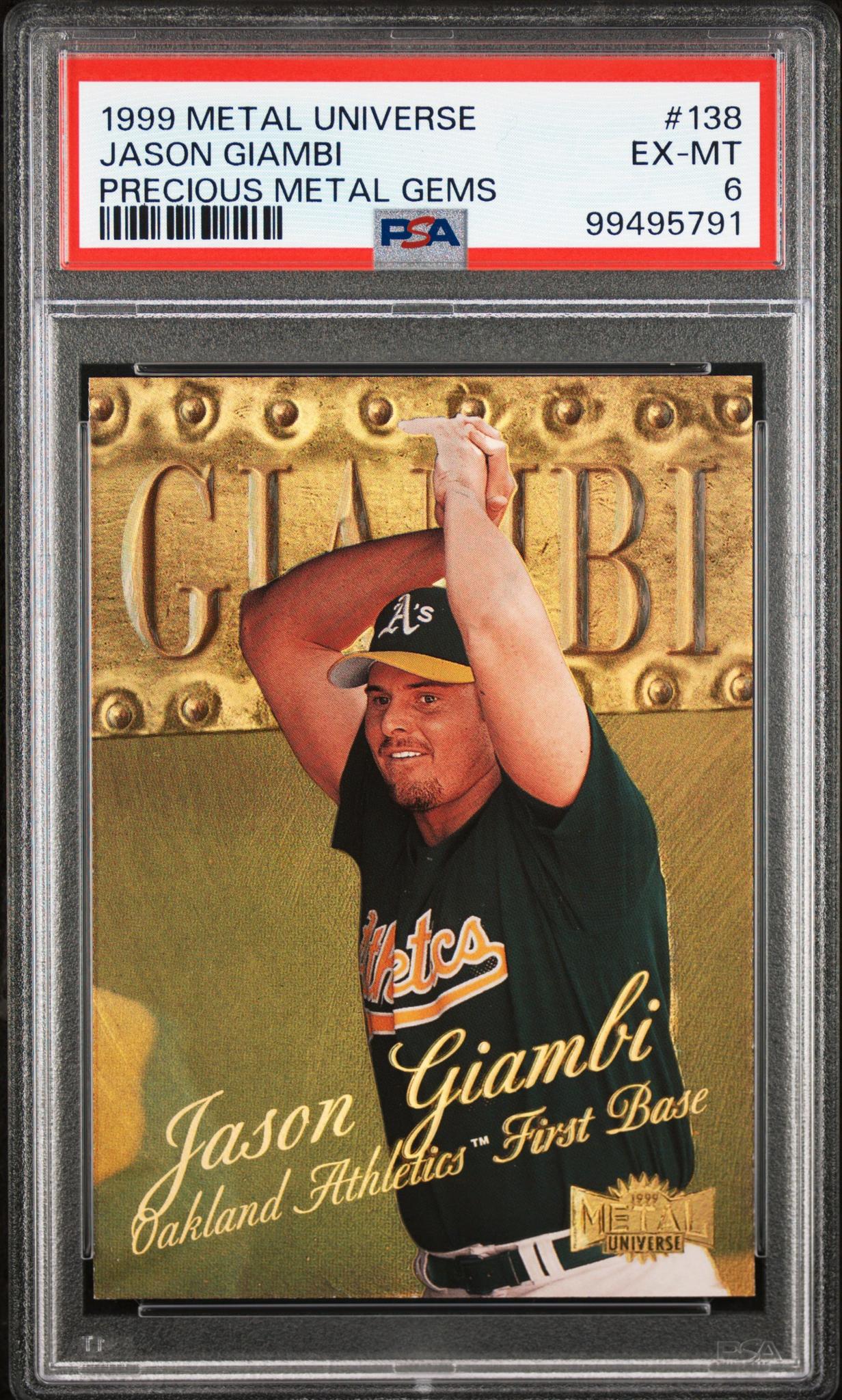 1999 SkyBox Metal Universe Precious Metal Gems Jason Giambi #138 /50 PSA 6