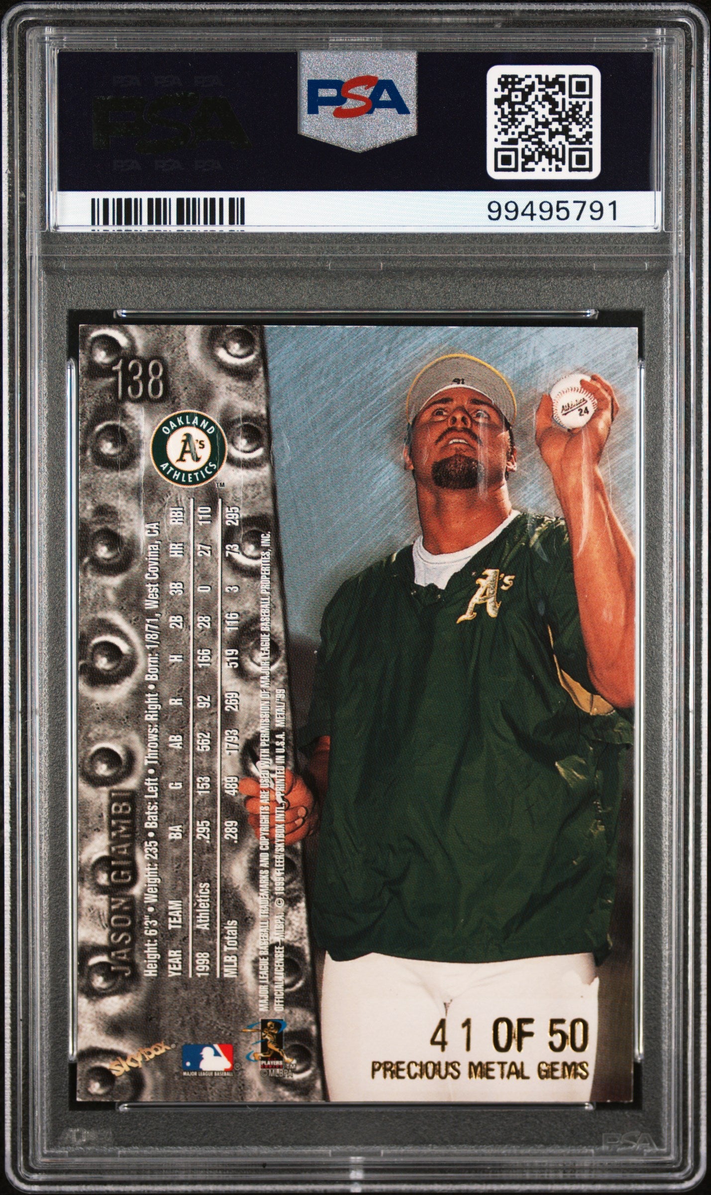 1999 SkyBox Metal Universe Precious Metal Gems Jason Giambi #138 /50 PSA 6