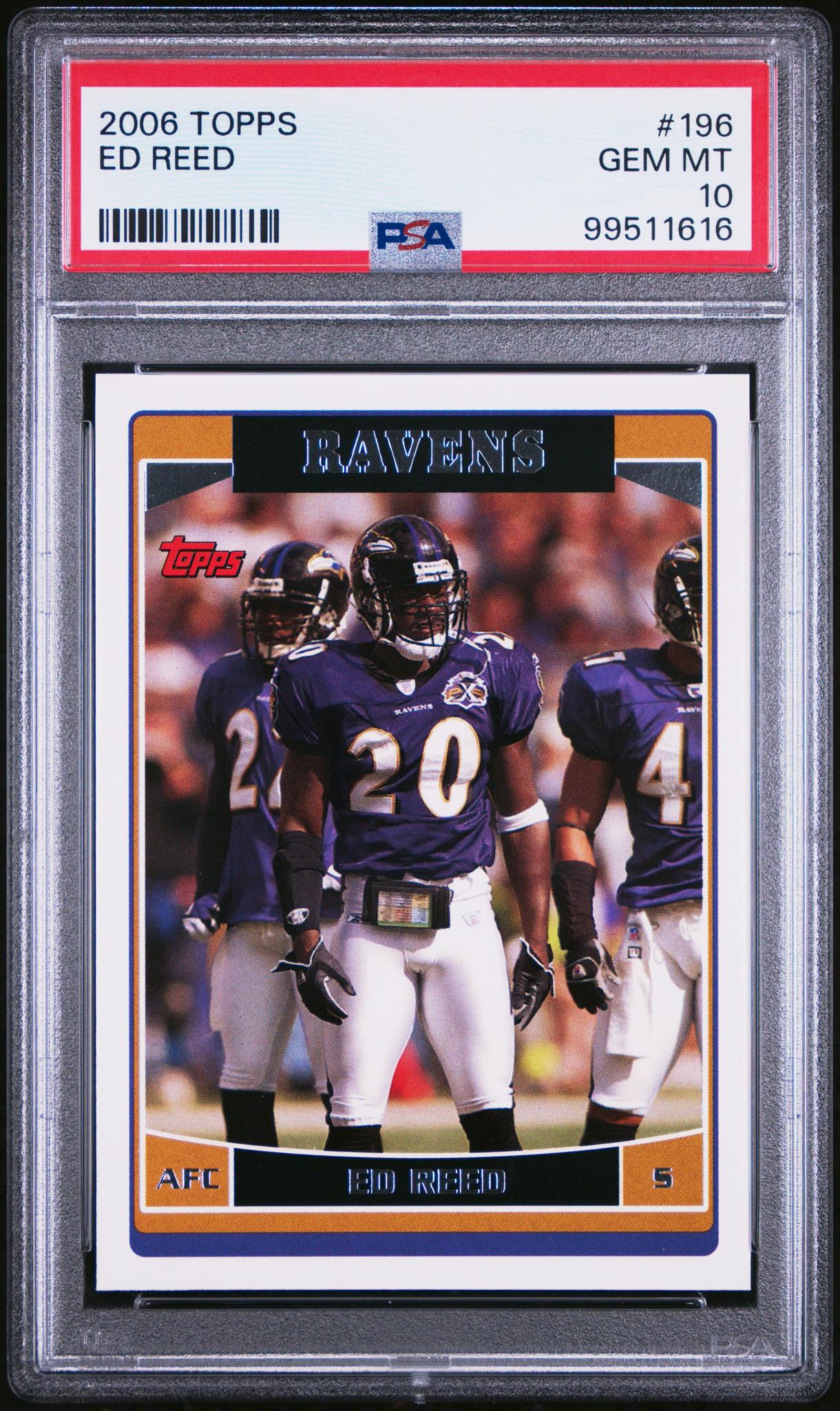 2006 Topps Printing Plates Cyan Ed Reed #196 PSA 10