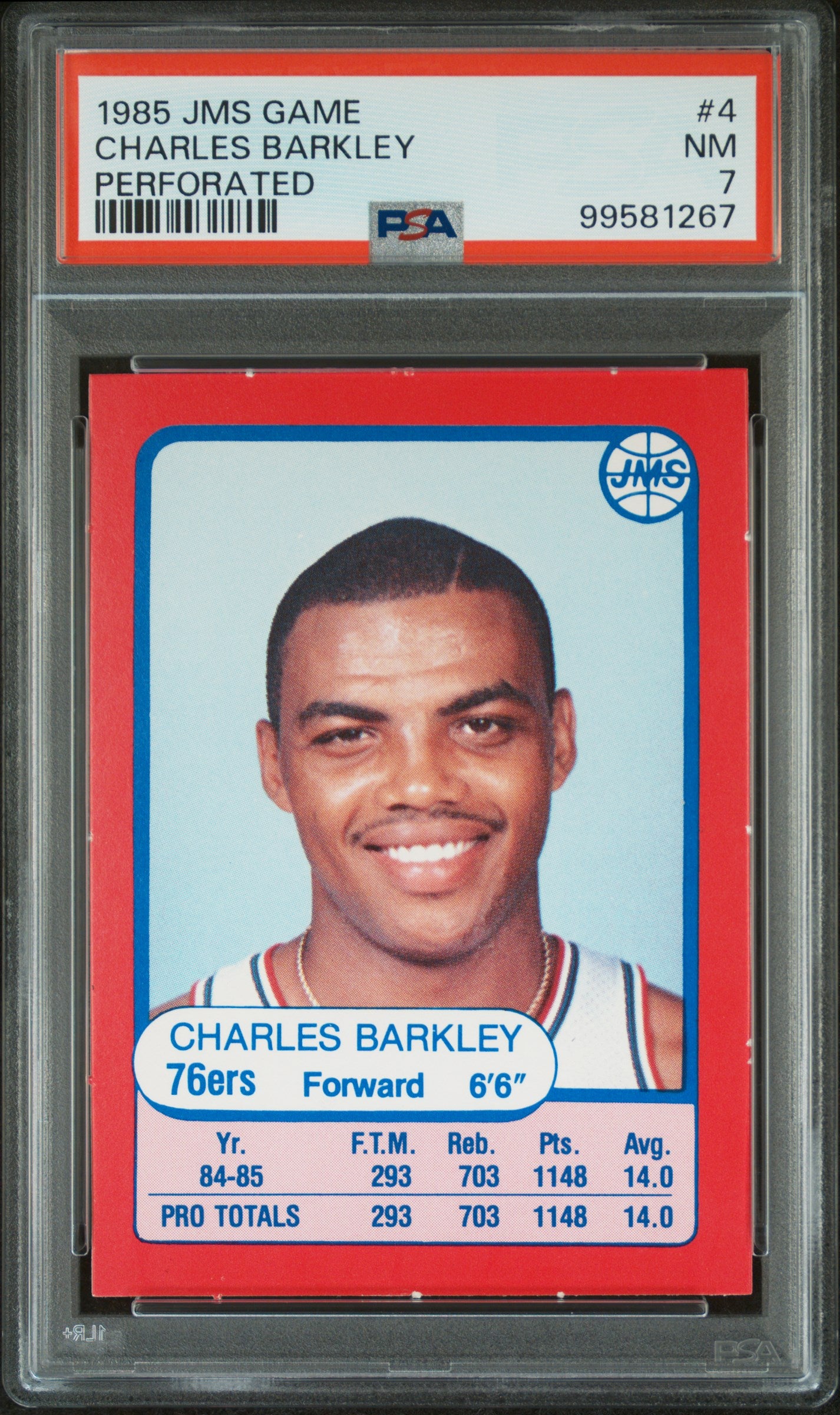 1985 Jms Game Charles Barkley #4 PSA 7