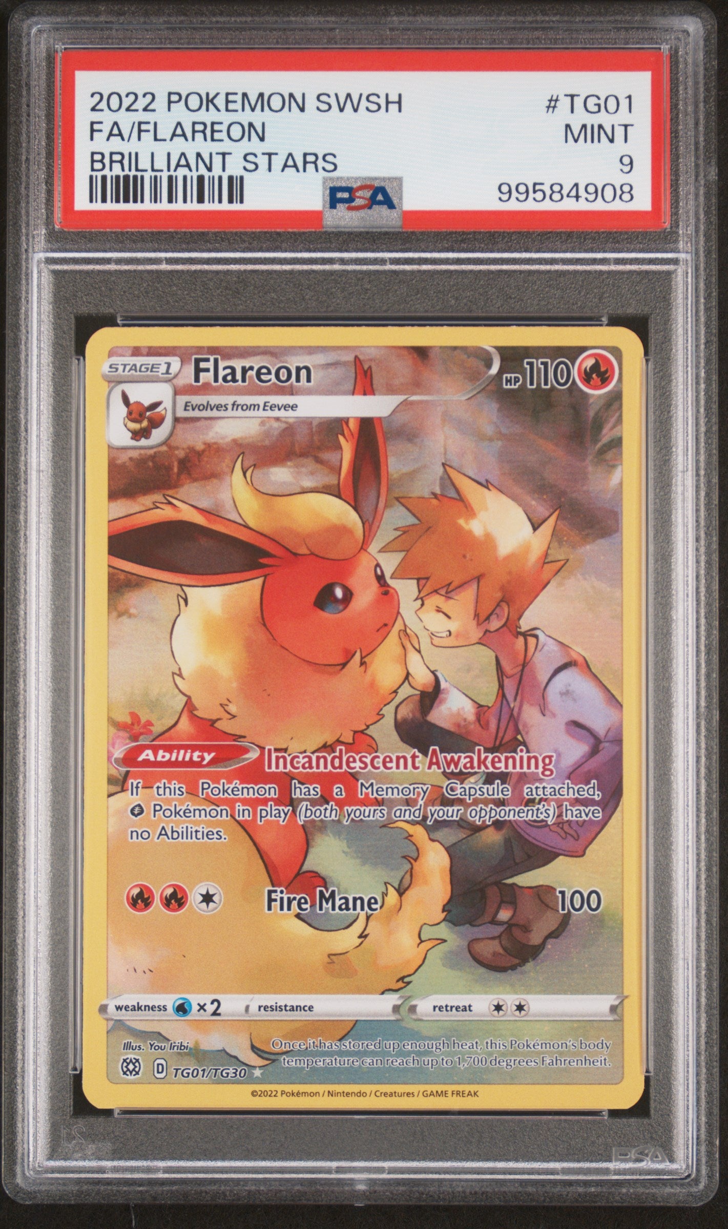 2022 Pokemon #TG01 Flareon Brilliant Stars PSA 9