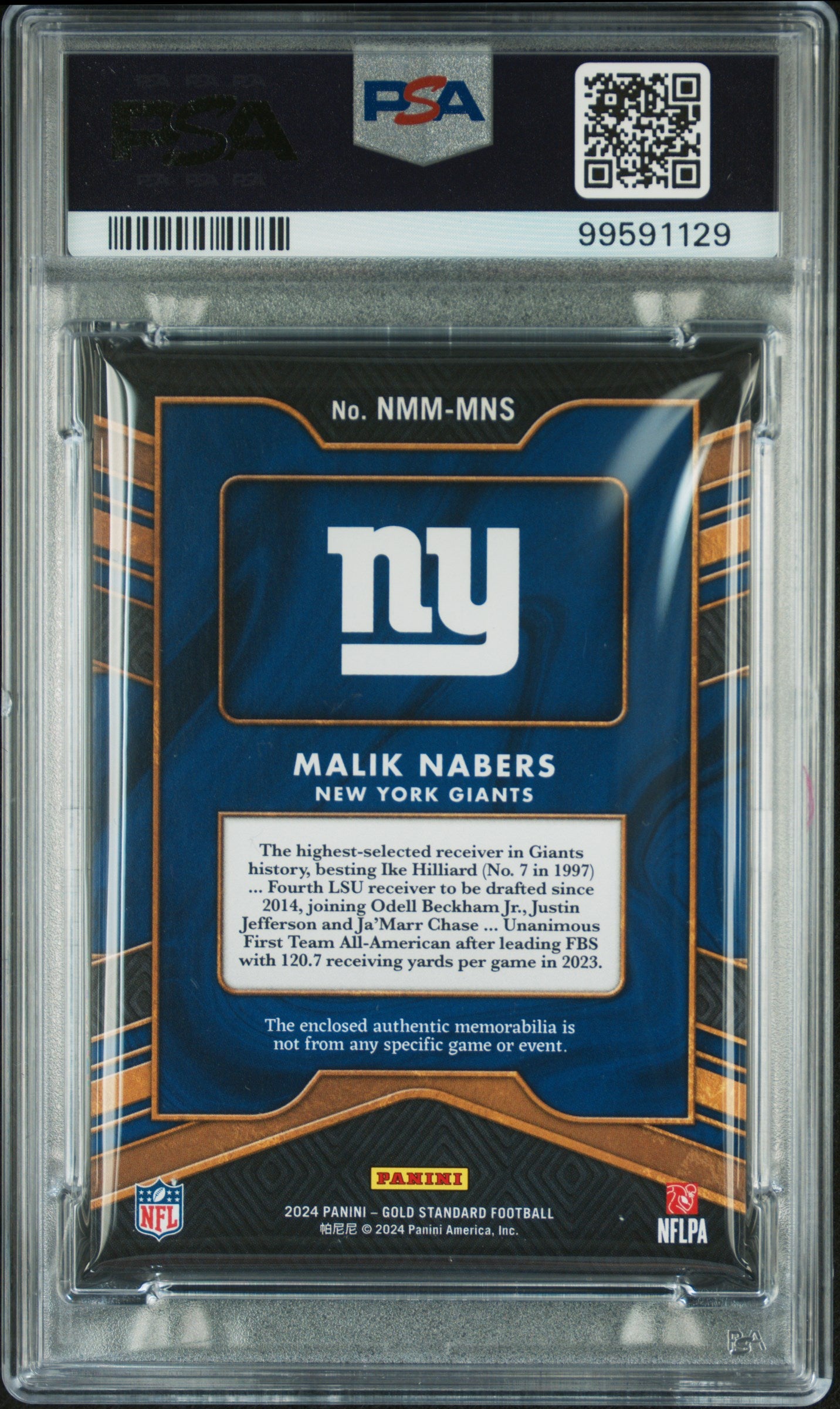 2024 Gold Standard #NMM-MNS Malik Nabers Newly Minted /499 PSA 9