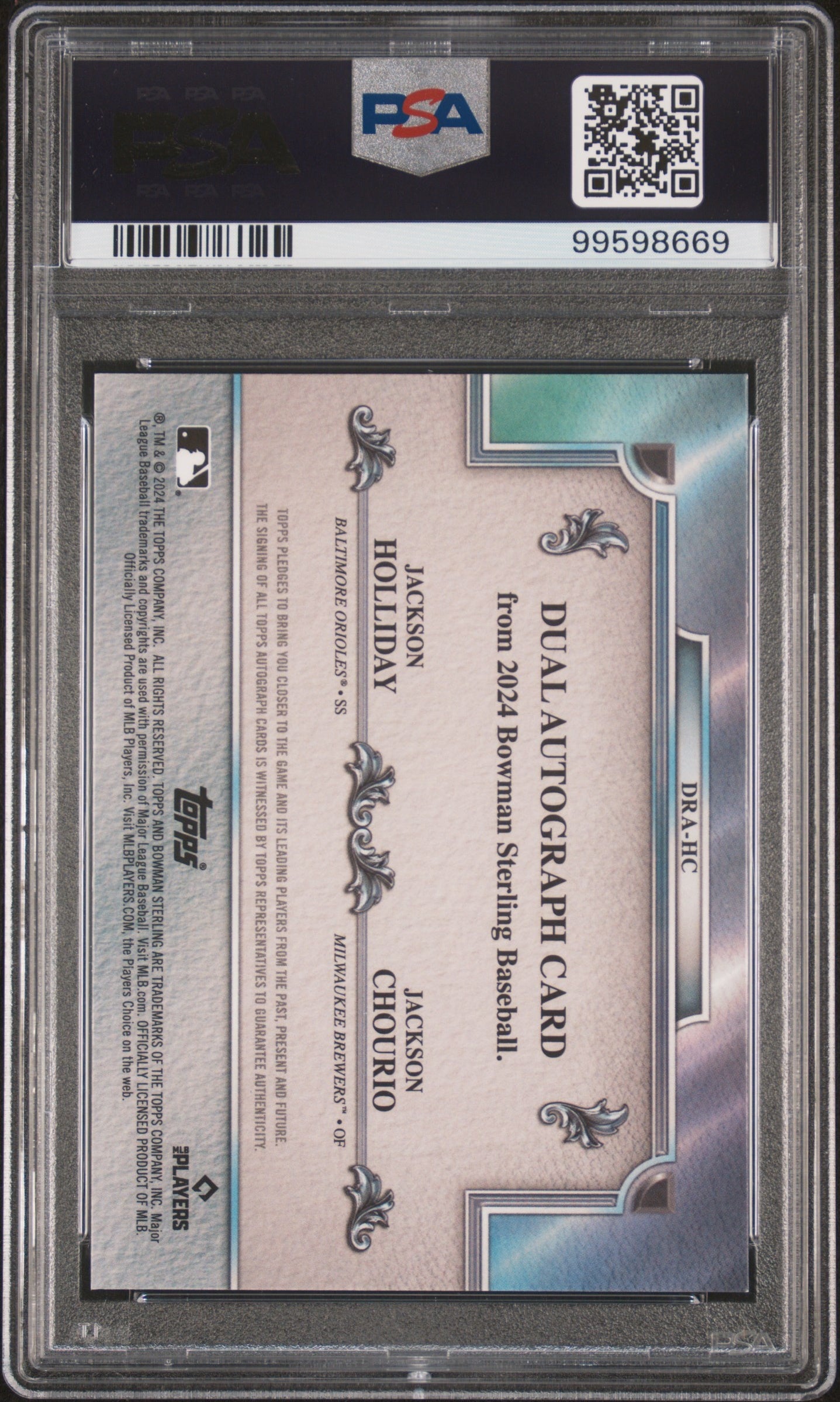 2024 Bowman Sterling Gold Mini Dia Ref Holliday Chourio #DRAHC Auto /15 PSA 10 Auto 10