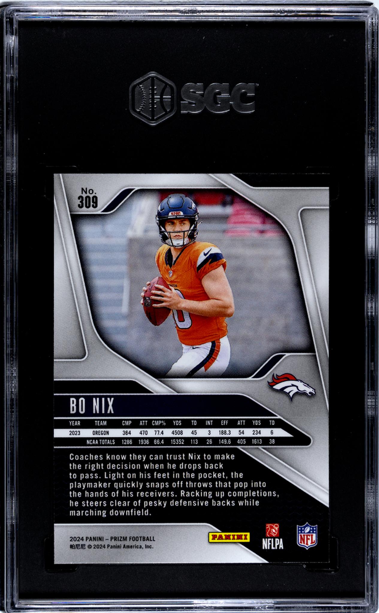 2024 Panini Prizm #309 Bo Nix SGC 10