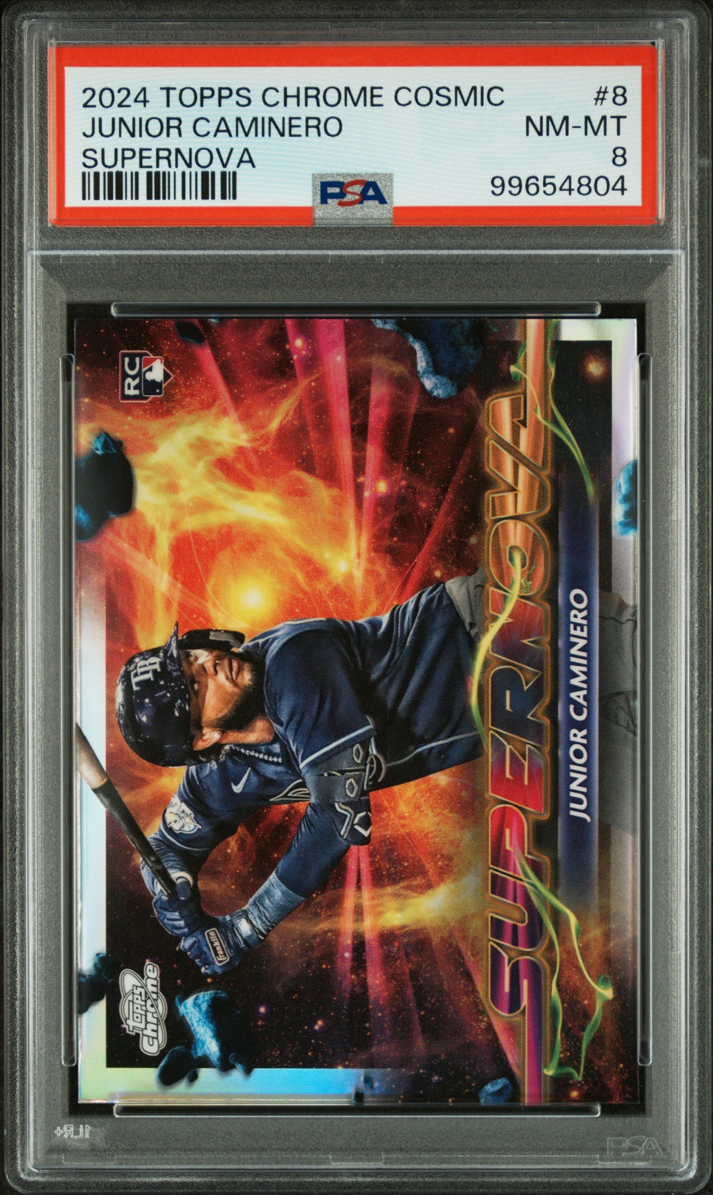 2024 Topps Chrome Cosmic Rookie Supernova #8 Junior Caminero PSA 8