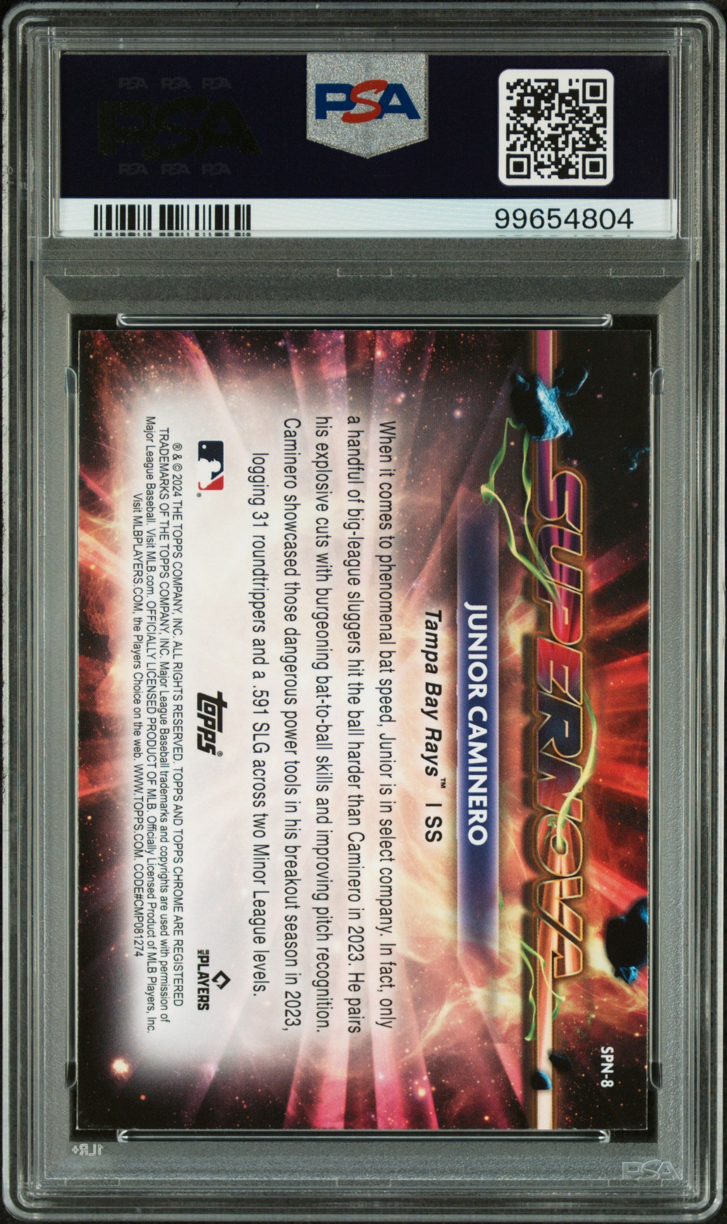 2024 Topps Chrome Cosmic Rookie Supernova #8 Junior Caminero PSA 8