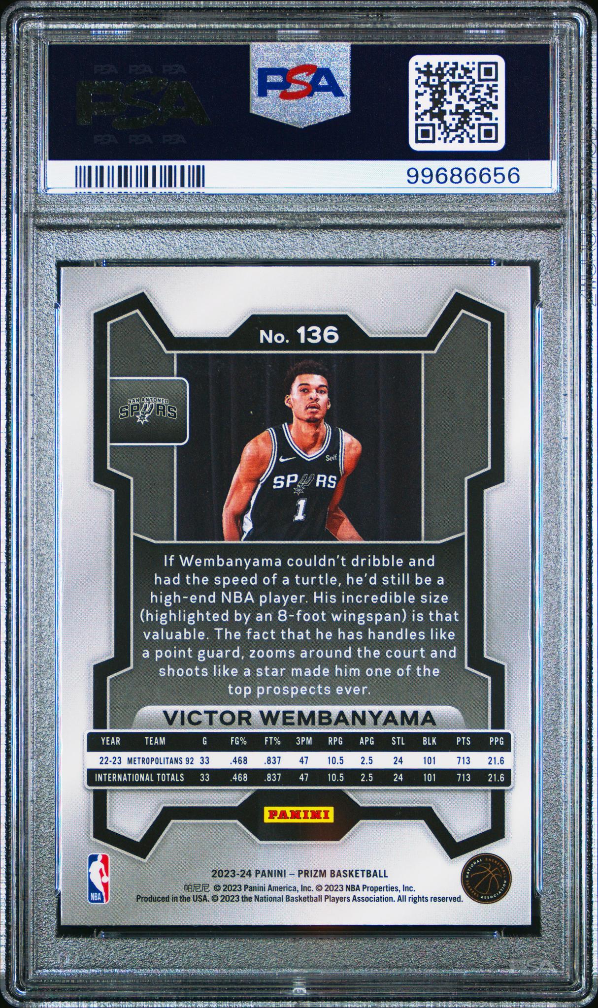 2023 Prizm #136 Victor Wembanyama PSA 9