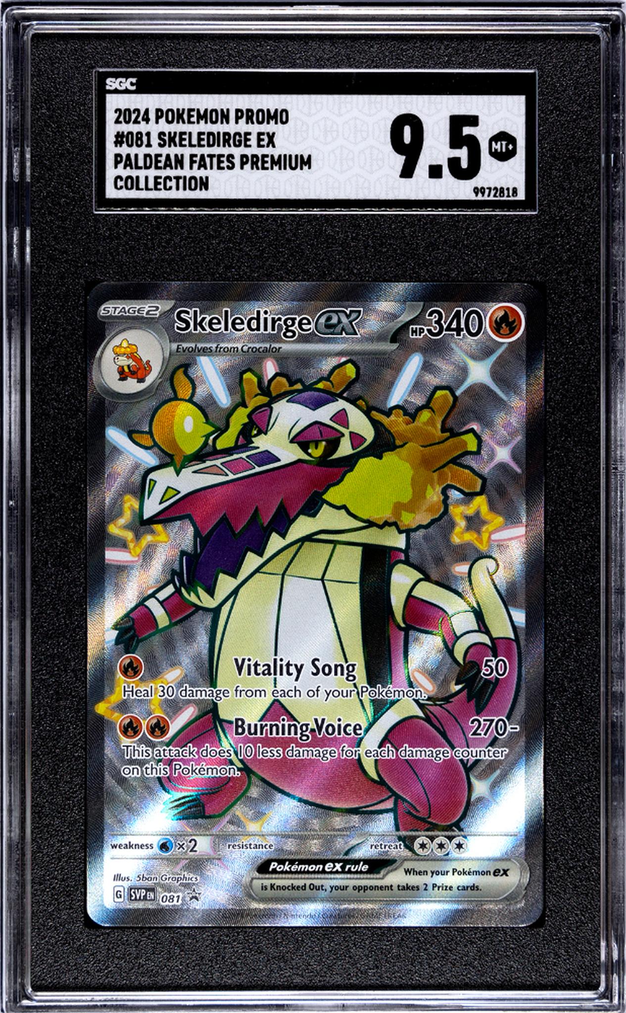 2024 Pokemon Promo #081 Skeledirge Ex Paldean Fates Premium Collection SGC 9.5