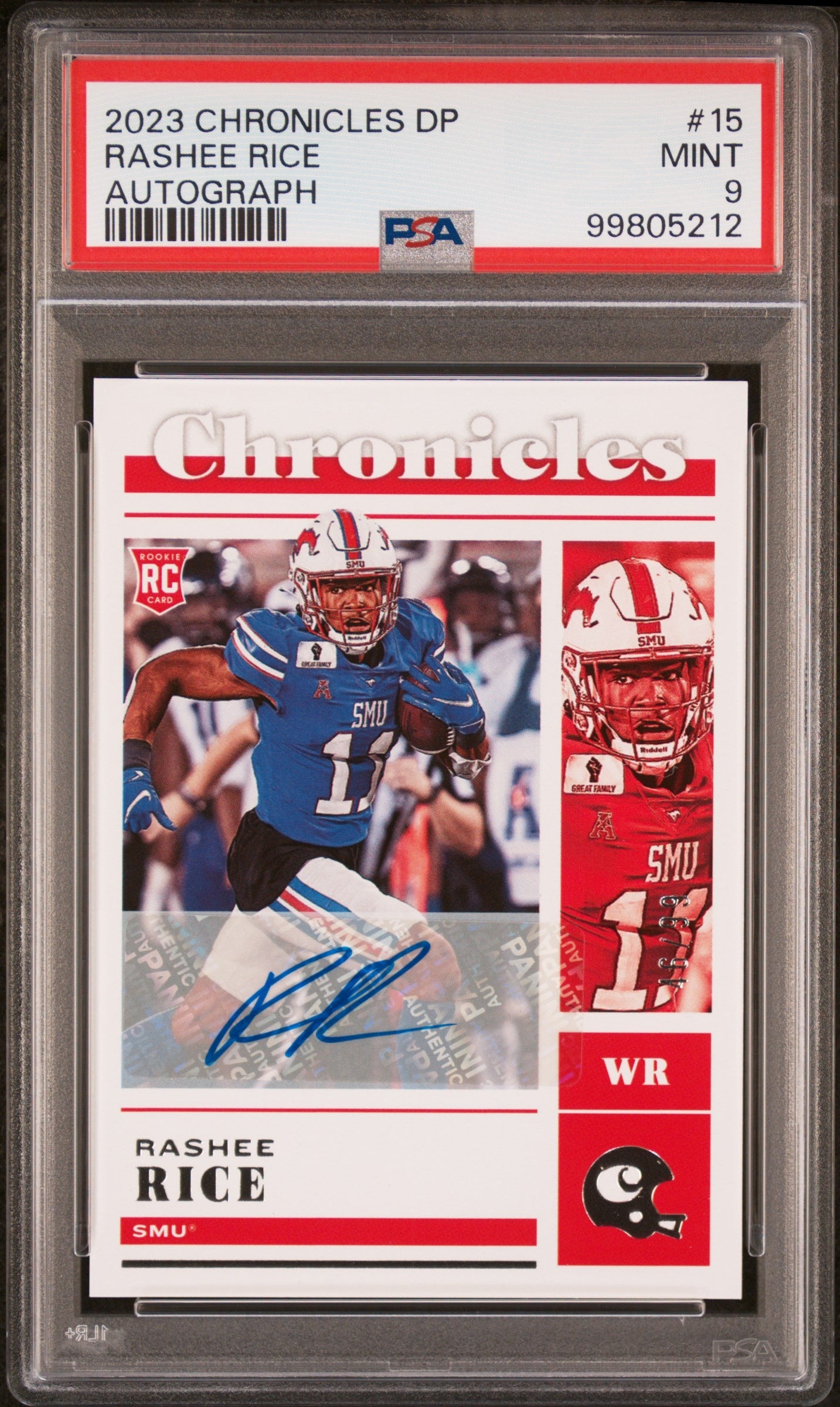 2023 Panini Chronicles Draft Picks Rashee Rice #15 RC Auto PSA 9