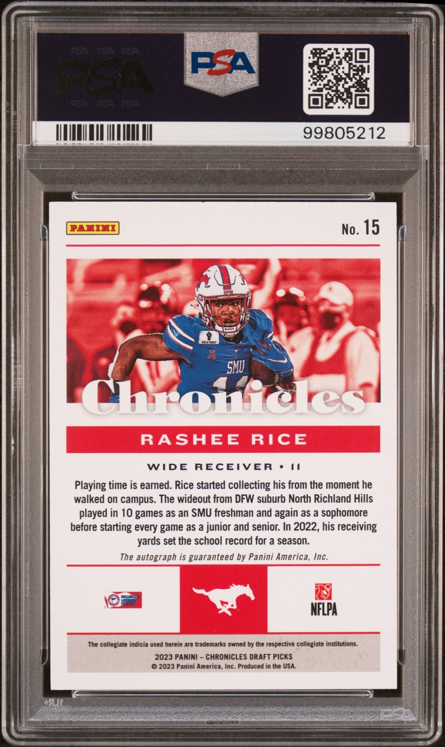 2023 Panini Chronicles Draft Picks Rashee Rice #15 RC Auto PSA 9