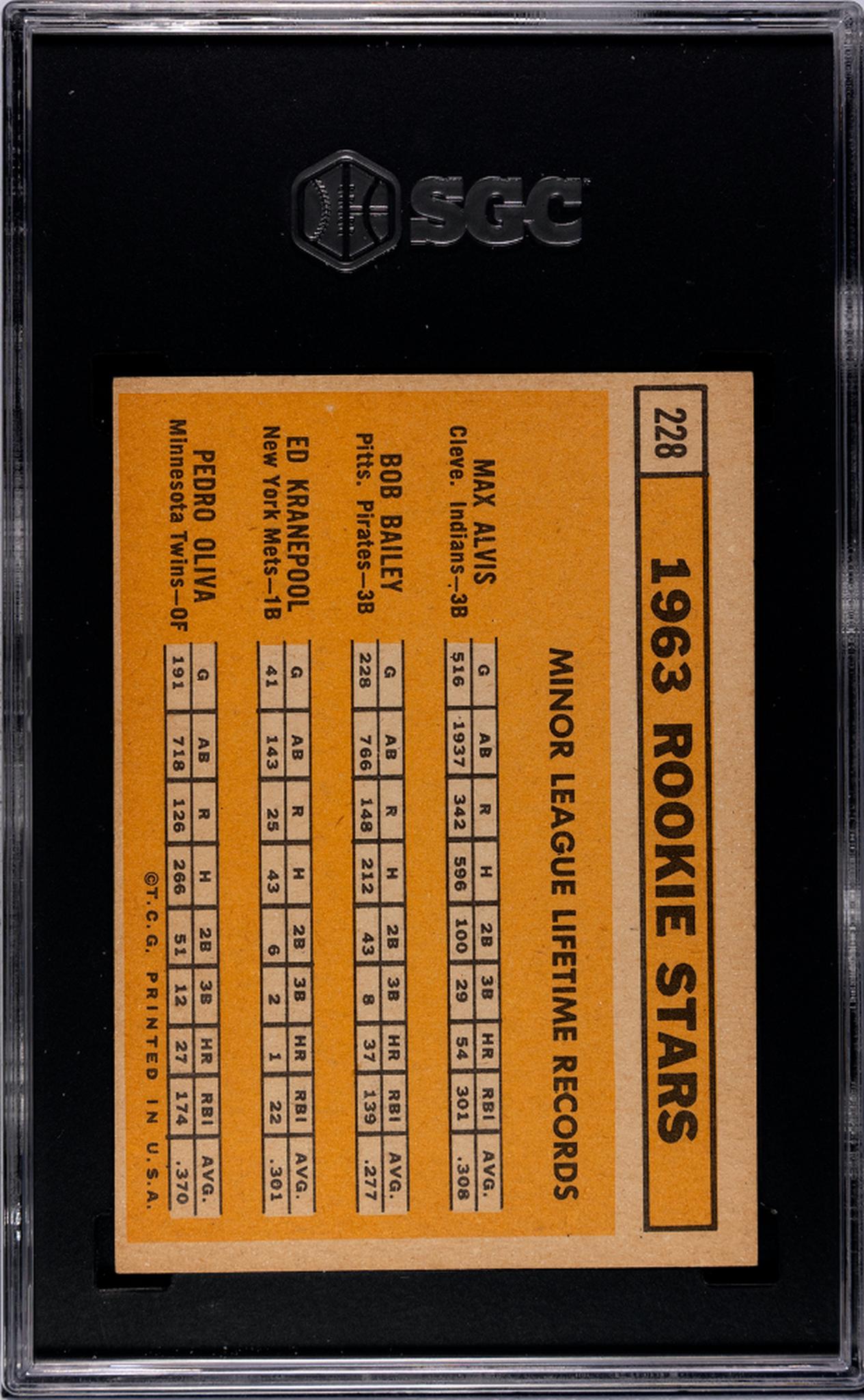 1963 Topps # Ed Kranepool Max Alvis Bob Bailey Pedro Oliva Rookie Stars SGC 3.5