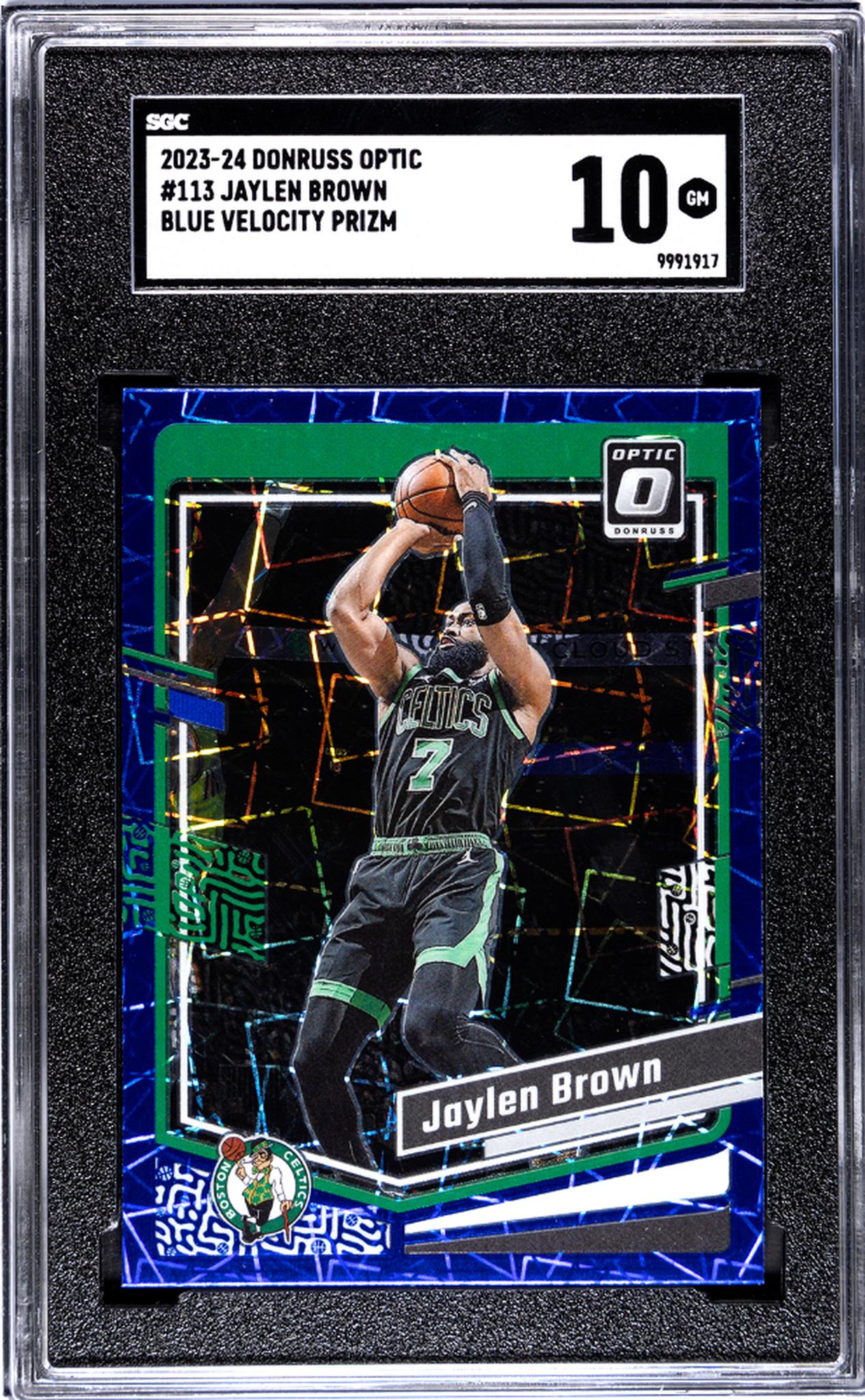 2023-24 Donruss Optic Blue Velocity Prizm Jaylen Brown #113 SGC 10