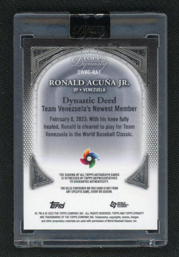 2023 Topps Dynasty #DWBC-RAJ Ronald Acuna Jr. WBC Patch Auto /5