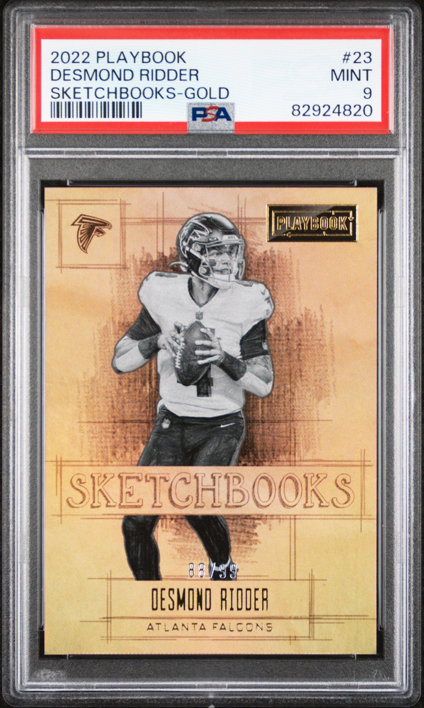 2022 Panini Playbook Sketchbooks Gold Desmond Ridder #23 /99 PSA 9