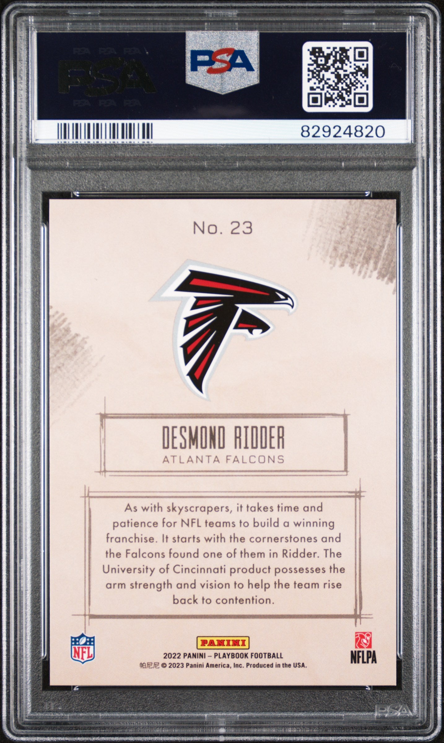 2022 Panini Playbook Sketchbooks Gold Desmond Ridder #23 /99 PSA 9