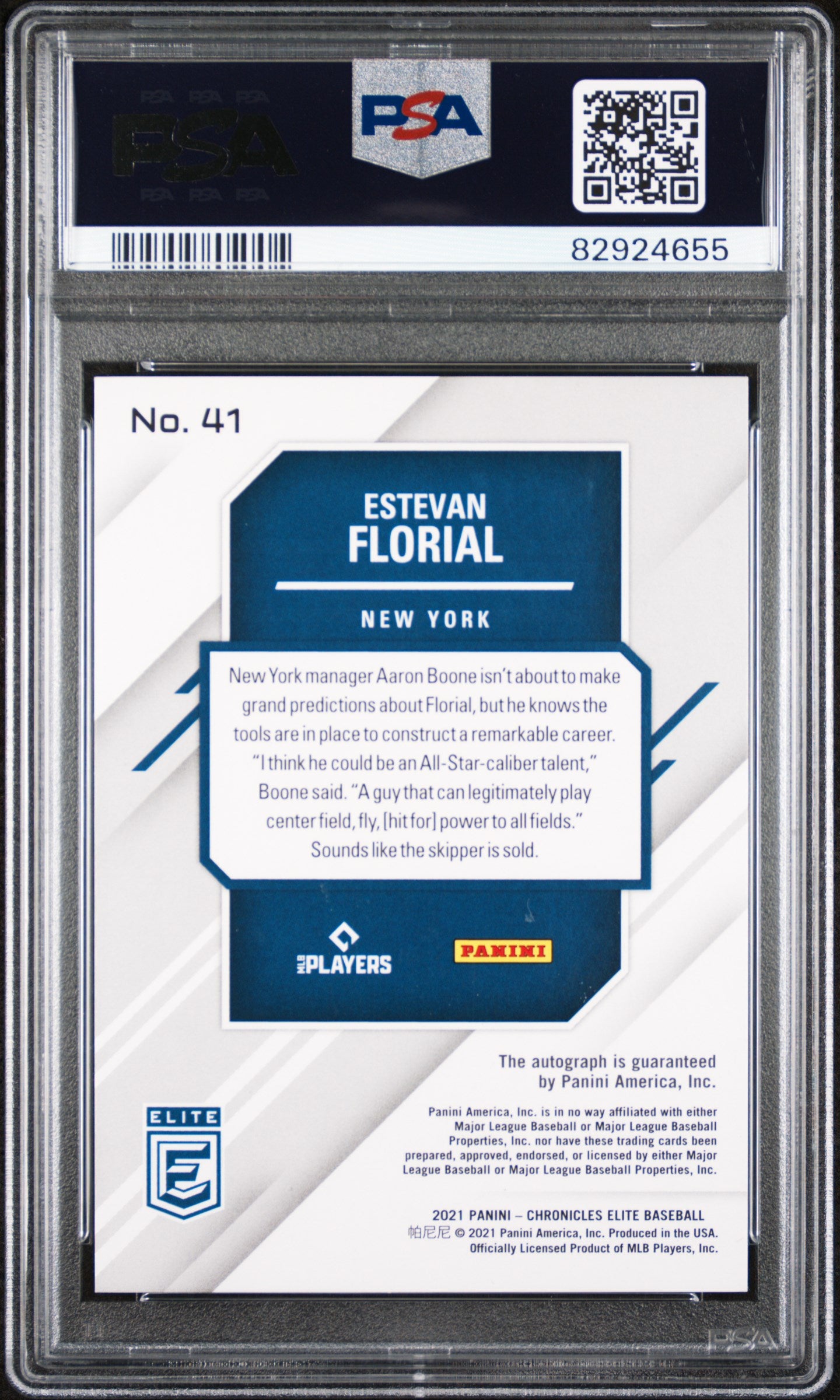 2021 Panini Chronicles Elite Estevan Florial #41 RC Auto PSA 10
