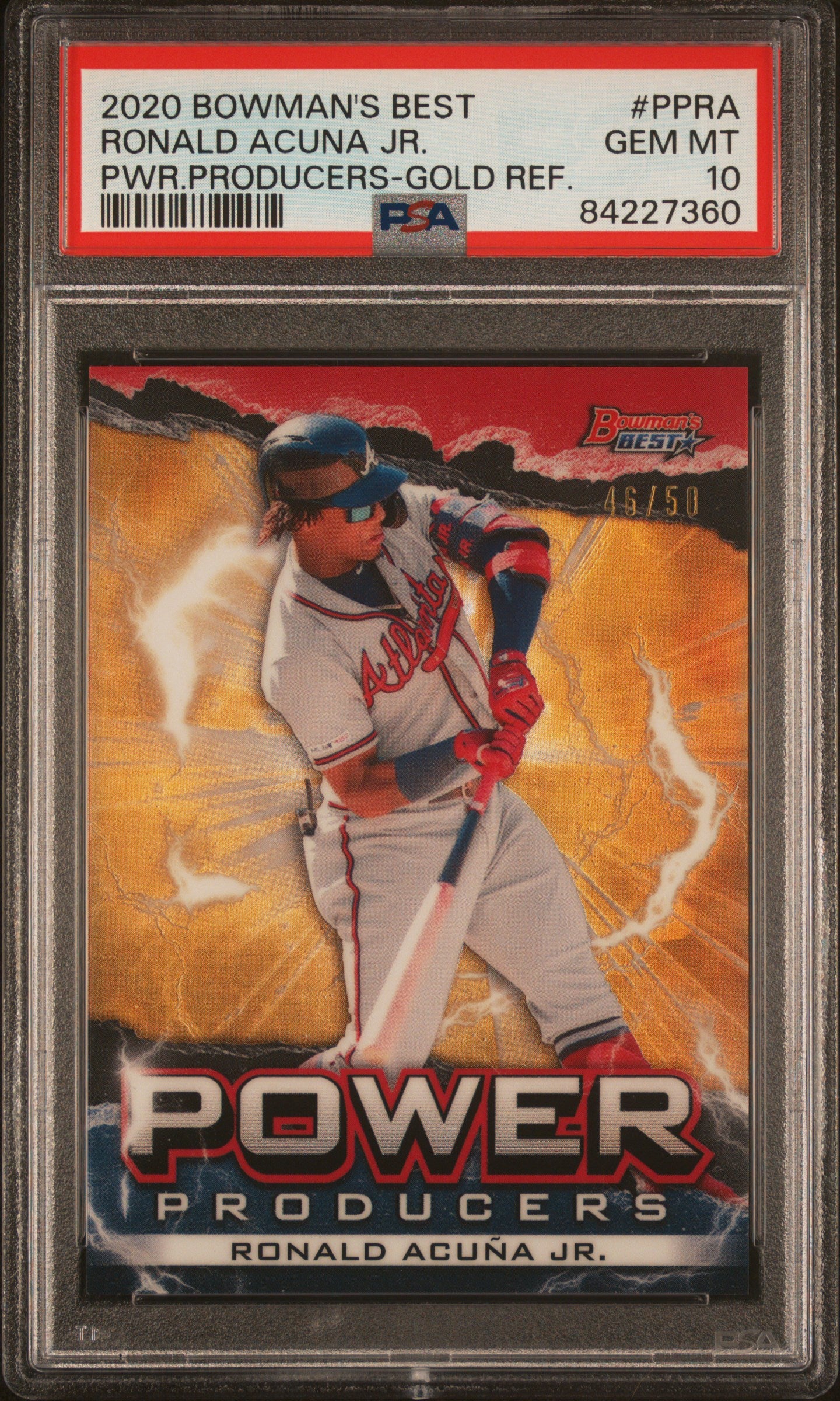 2020 Bowman's Best Power Producers #PPRA Ronald Acuna Jr. Gold Refractor PSA 10