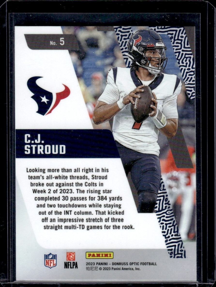 2023 Panini Donruss Optic #5 C.J. Stroud Primary Colors Rookie Houston Texans