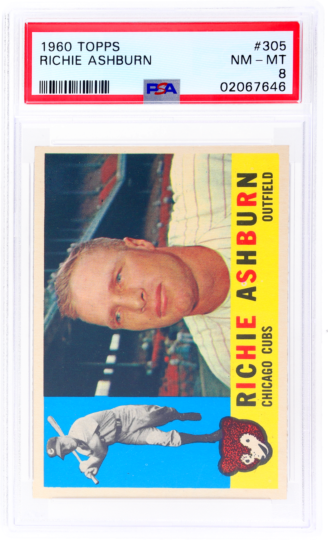 1960 Topps #305 Richie Ashburn PSA 8