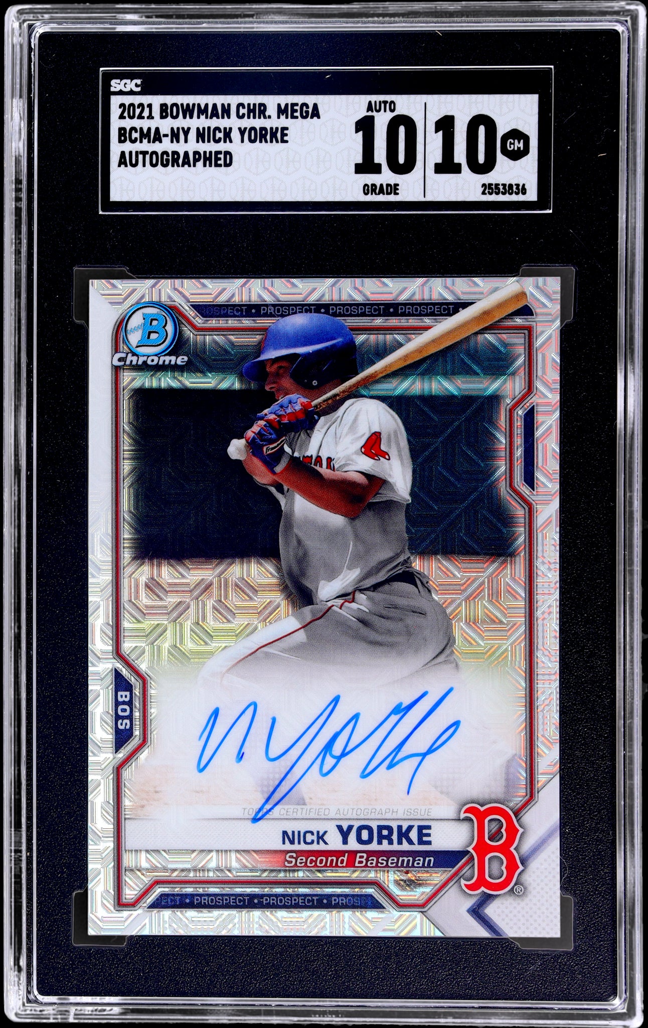 2021 Bowman Chrome Mega Box Prospect Autograph Nick Yorke #BCMANY SGC 10