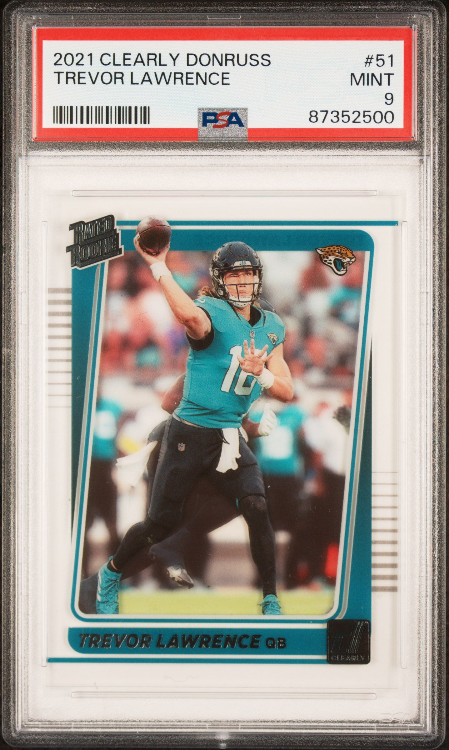 2021 Panini Clearly Donruss Trevor Lawrence #51 RC PSA 9