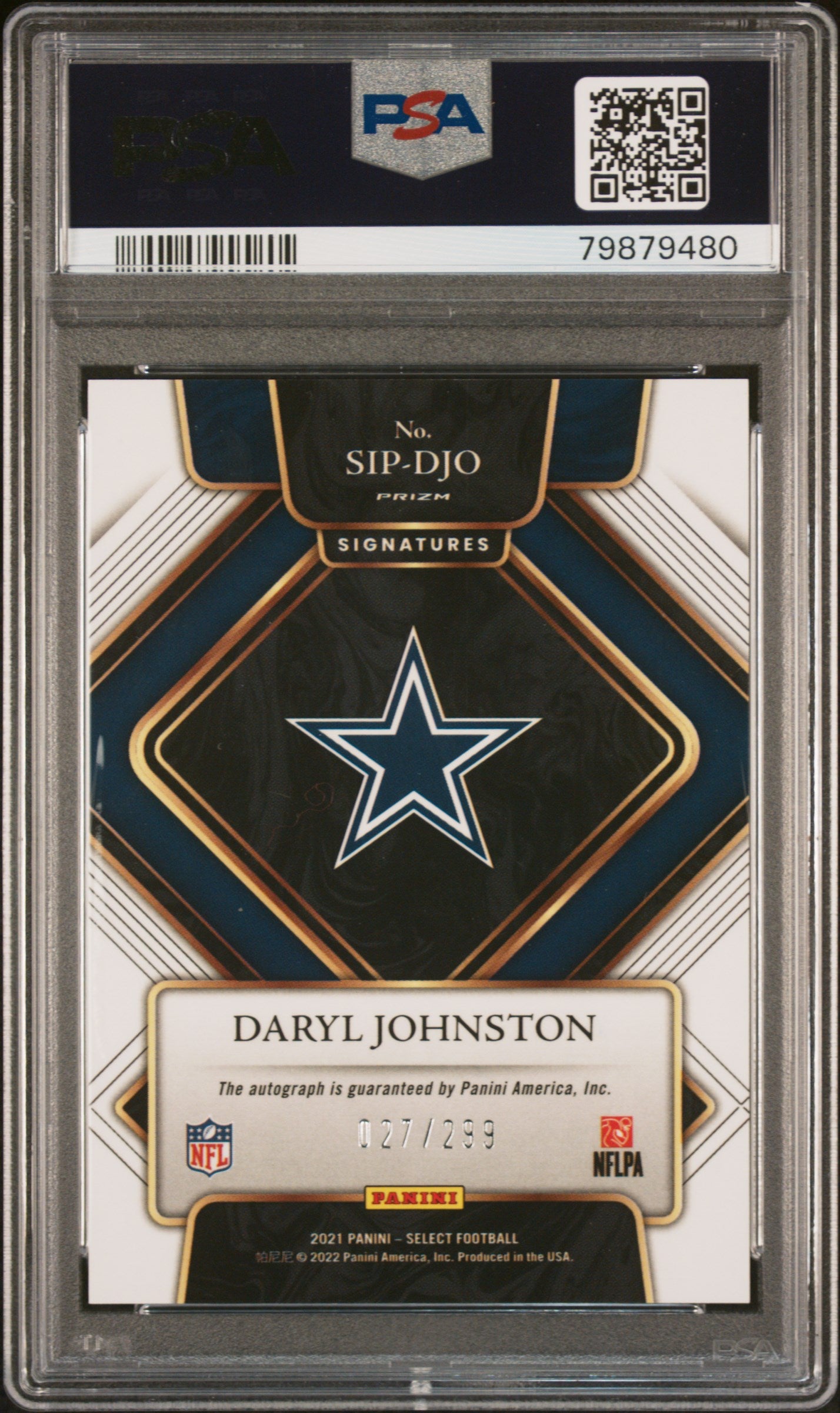 2021 Panini Select Signatures Prizm #SIPDJO Daryl Johnston PSA 10