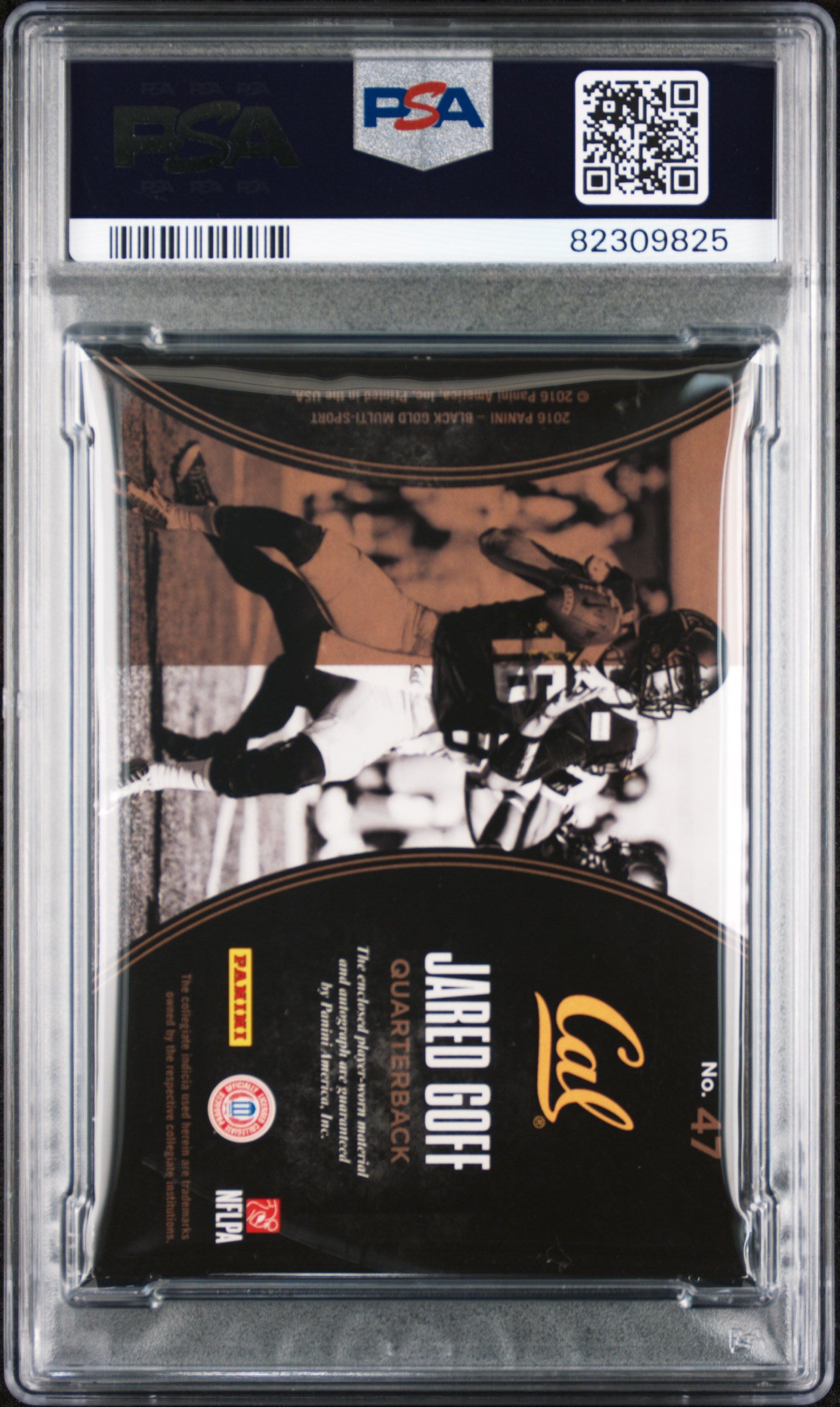 2016 Panini Black Gold #47 Jared Goff Collegiate Autograph Jersey /99 PSA 8