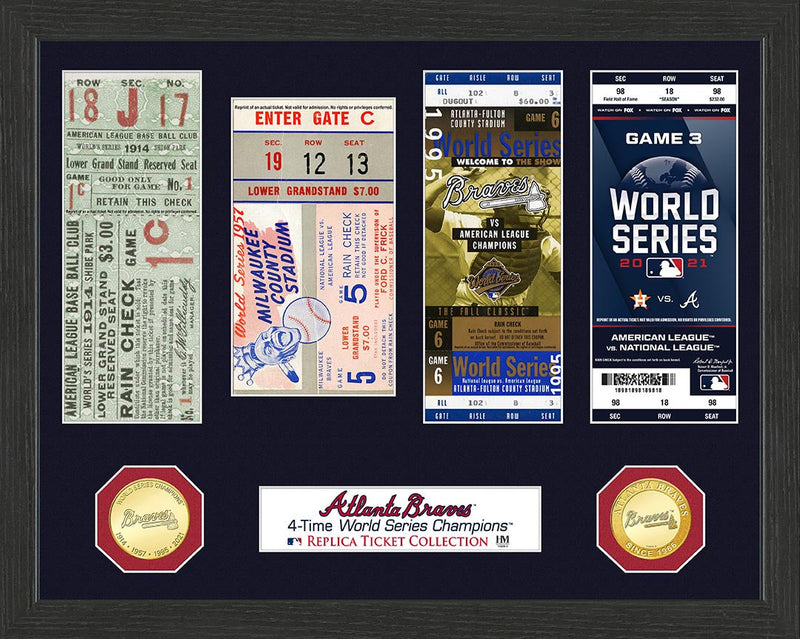 Highland Mint Atlanta Braves 4-Time World Series Champions Ticket Collection - Limited Edition /5000