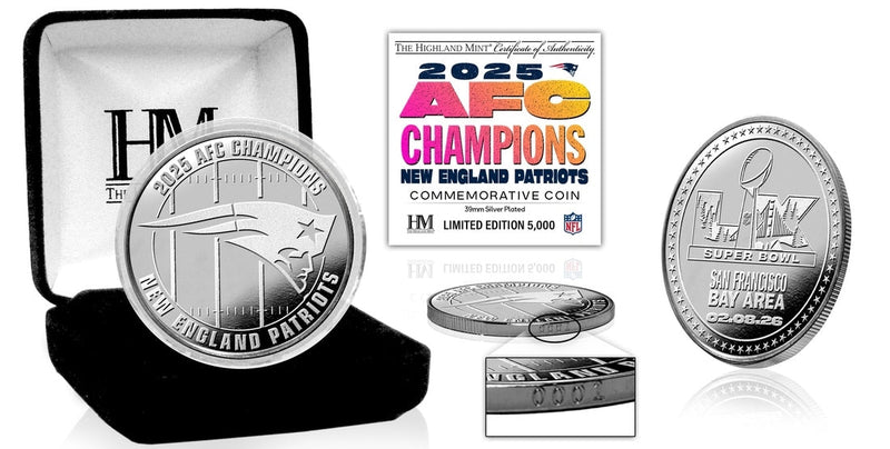 Highland Mint New England Patriots 2026 AFC Champions Silver Plated Coin - Limited Edition /5,000