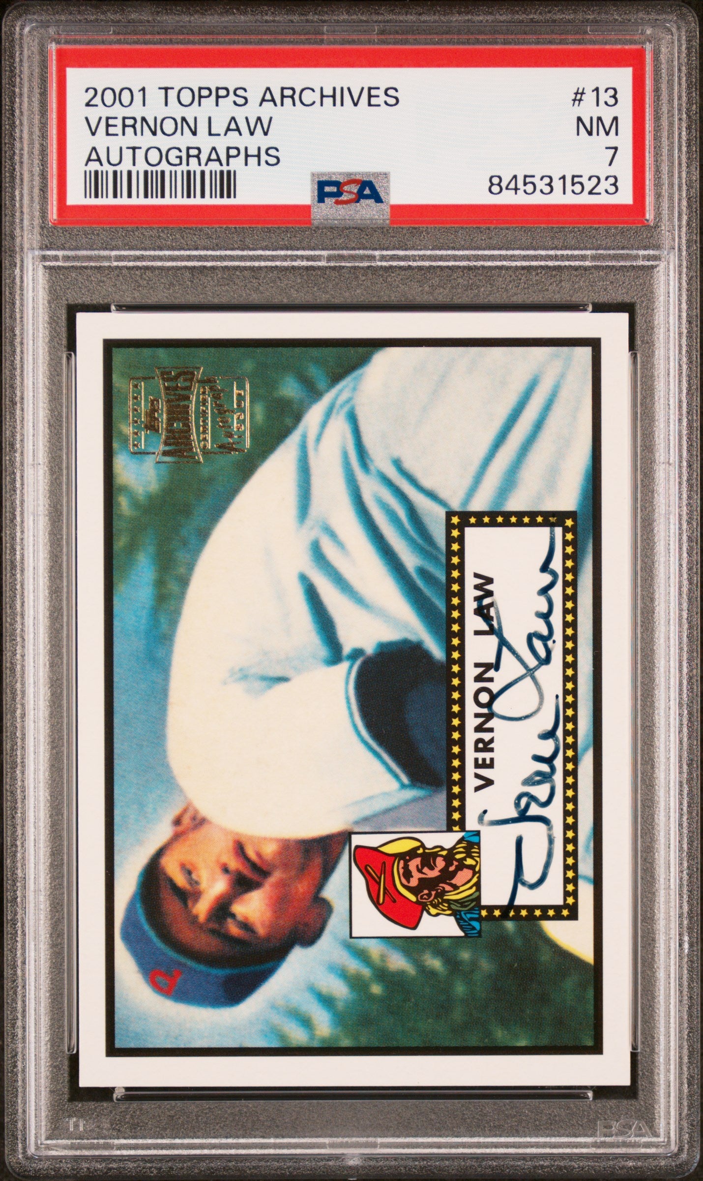 2001 Topps Archives Autographs Vernon Law #13 PSA 7