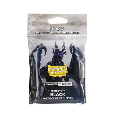 Dragon Shield Perfect Fit Thick Inner Sleeves Standard Size Black 100ct