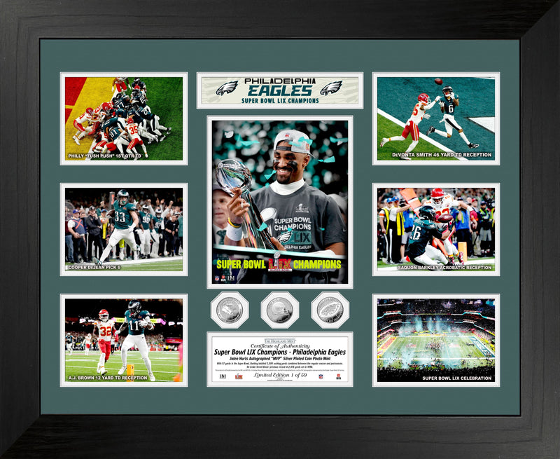 Highland Mint Philadelphia Eagles Super Bowl LIX Champions 3 Silver Coin Mega Photo Mint - Limited Edition /159