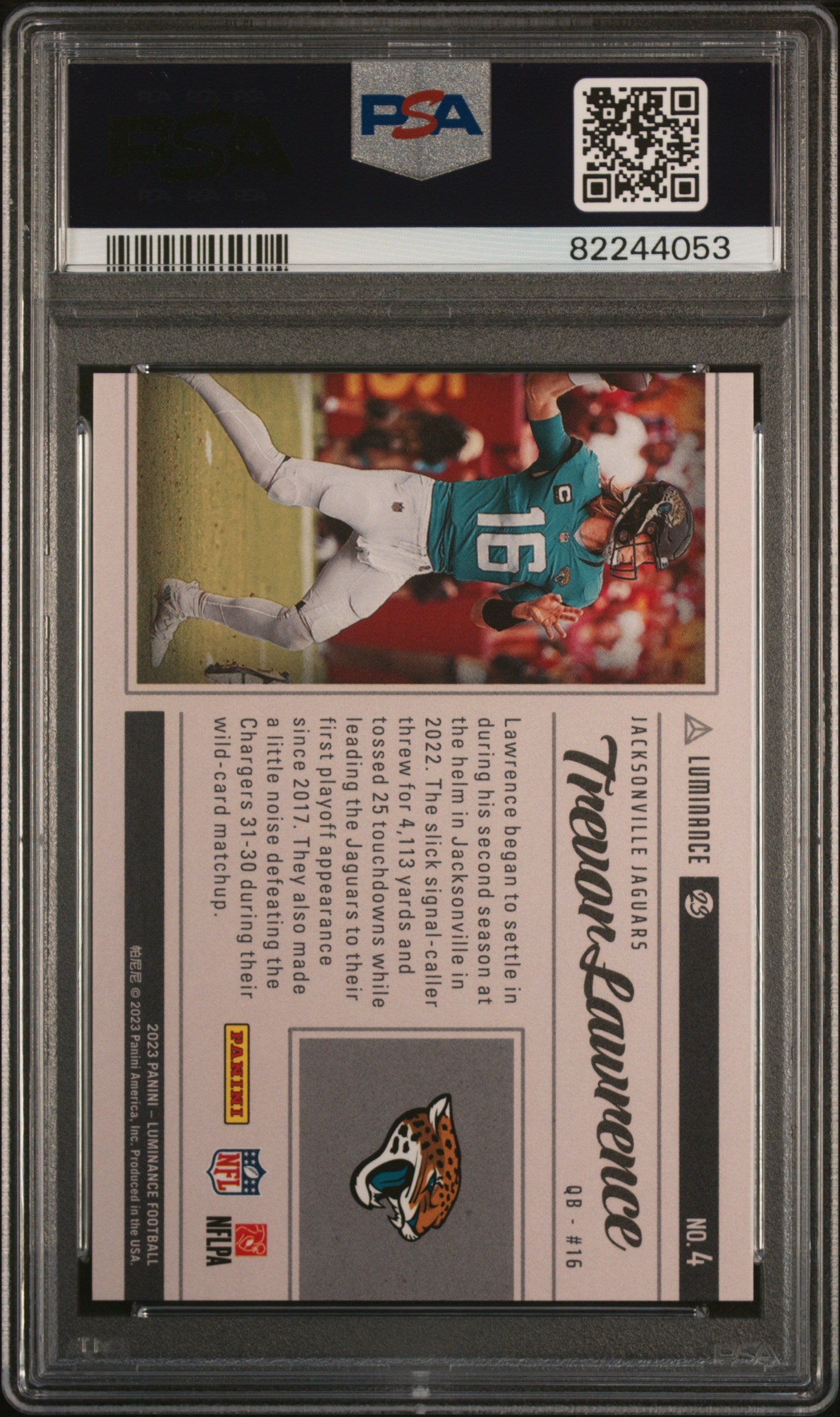 2023 Panini Luminance Vestige Orange Trevor Lawrence #4 #/100 PSA 9