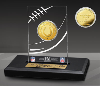 Highland Mint Baltimore Colts Super Bowl Champions Gold Coin Acrylic Display - Limited Edition /5,000