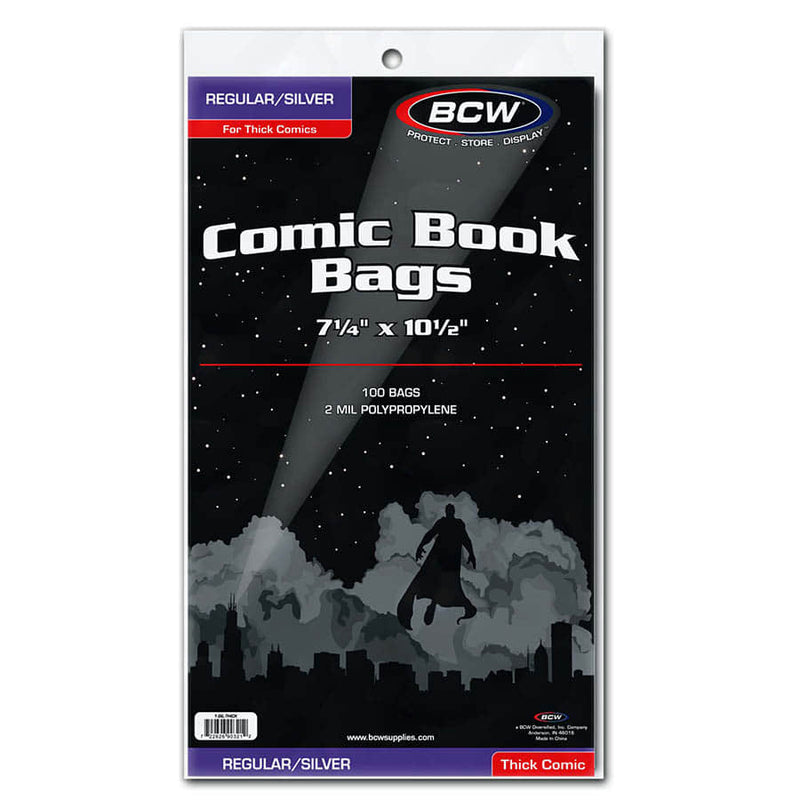 BCW Silver Comic Thick Bags (100 Count) - 7 1/4 x 10 1/2 Inches
