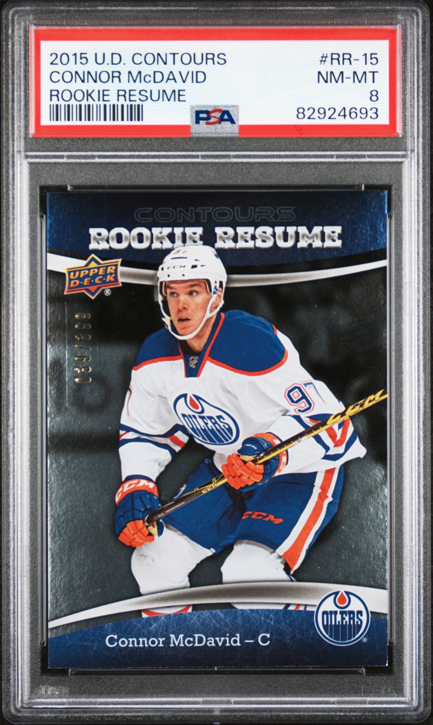 2015 Upper Deck Contours #RR15 Connor Mcdavid Rookie Resume /399 PSA 8