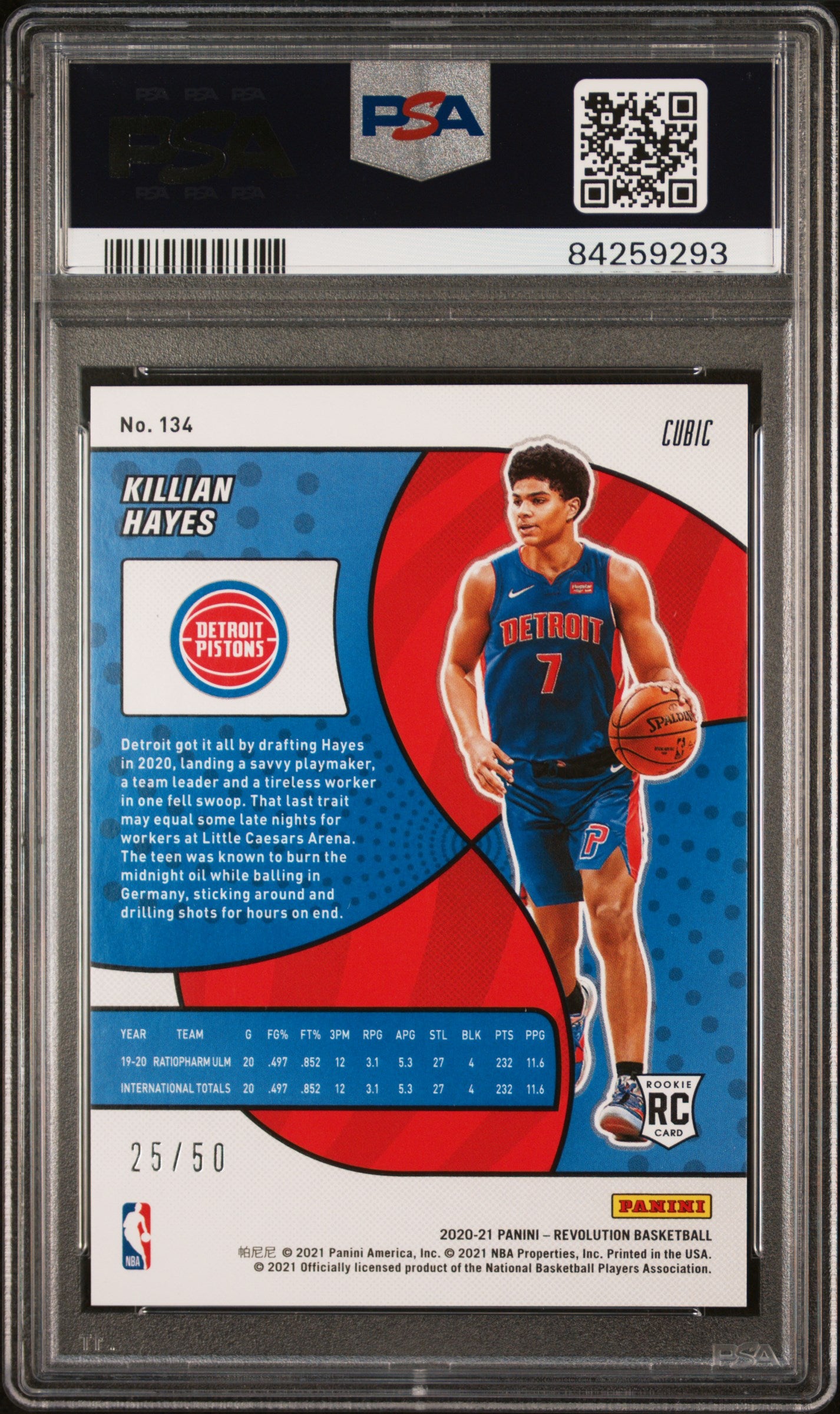 2020 Panini Revolution #134 Killian Hayes Cubic /50 PSA 10